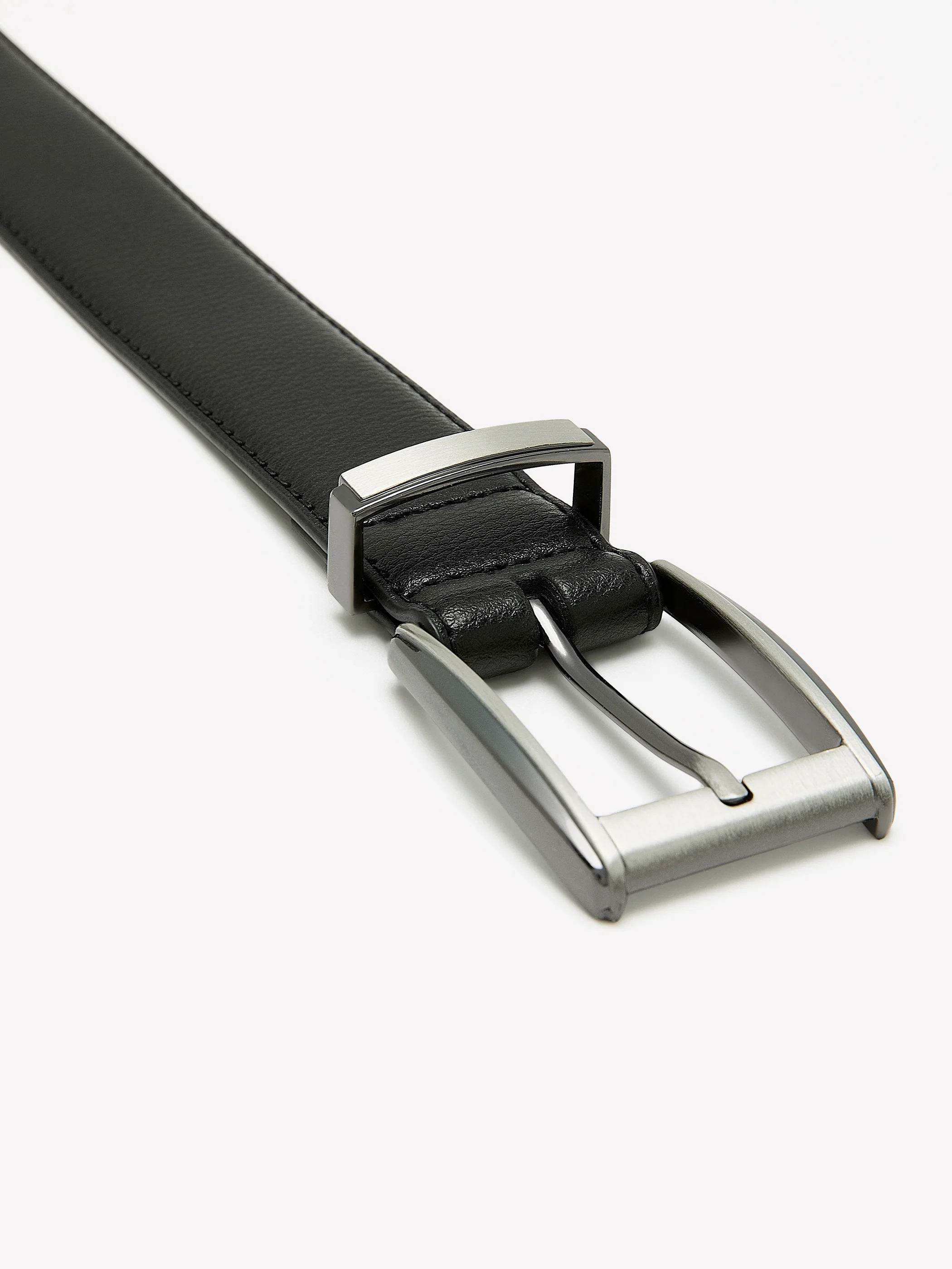 Black Leather Belt with Square Buckle - Image 3