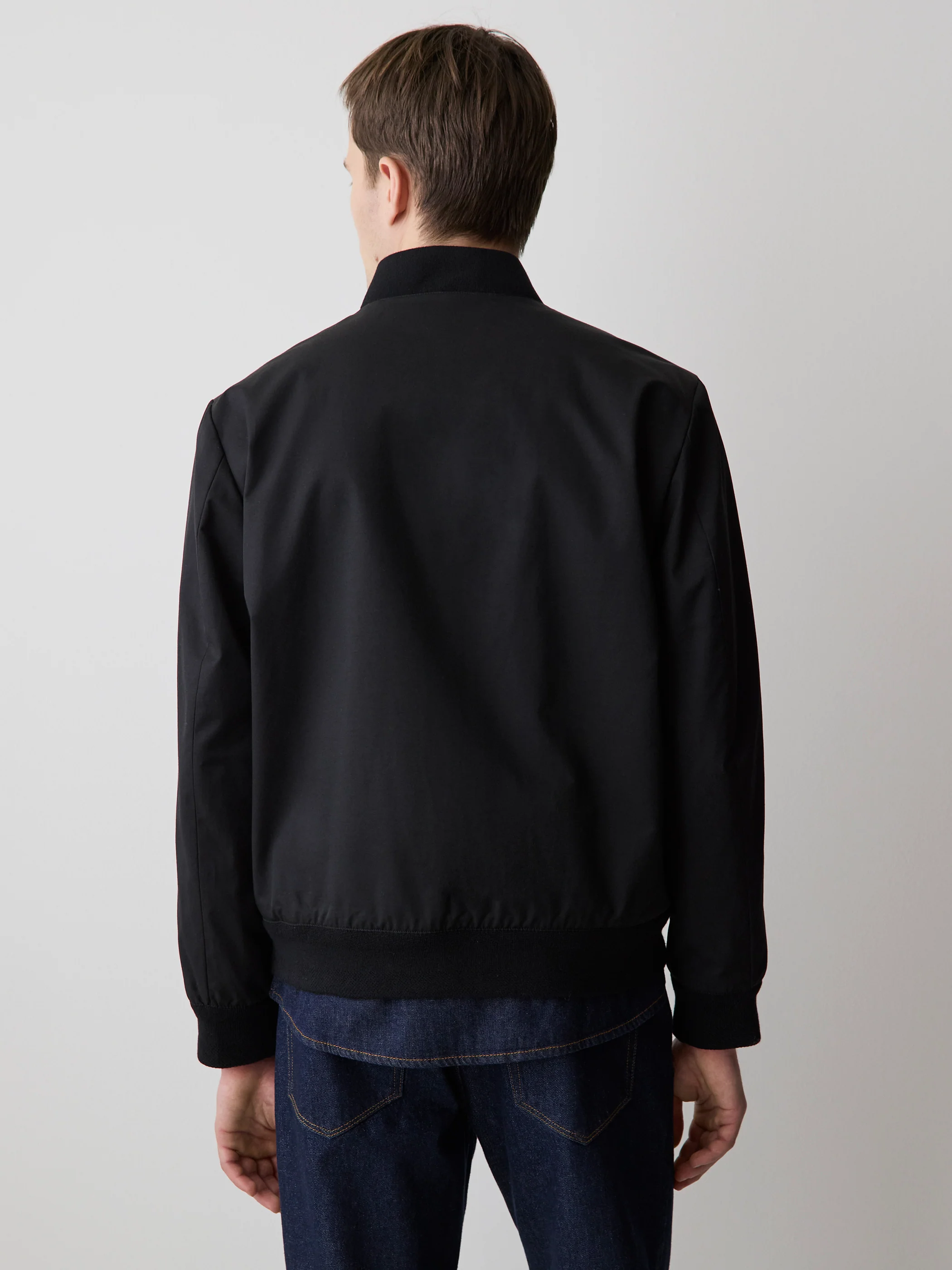 Black Twill Bomber Jacket - Image 3