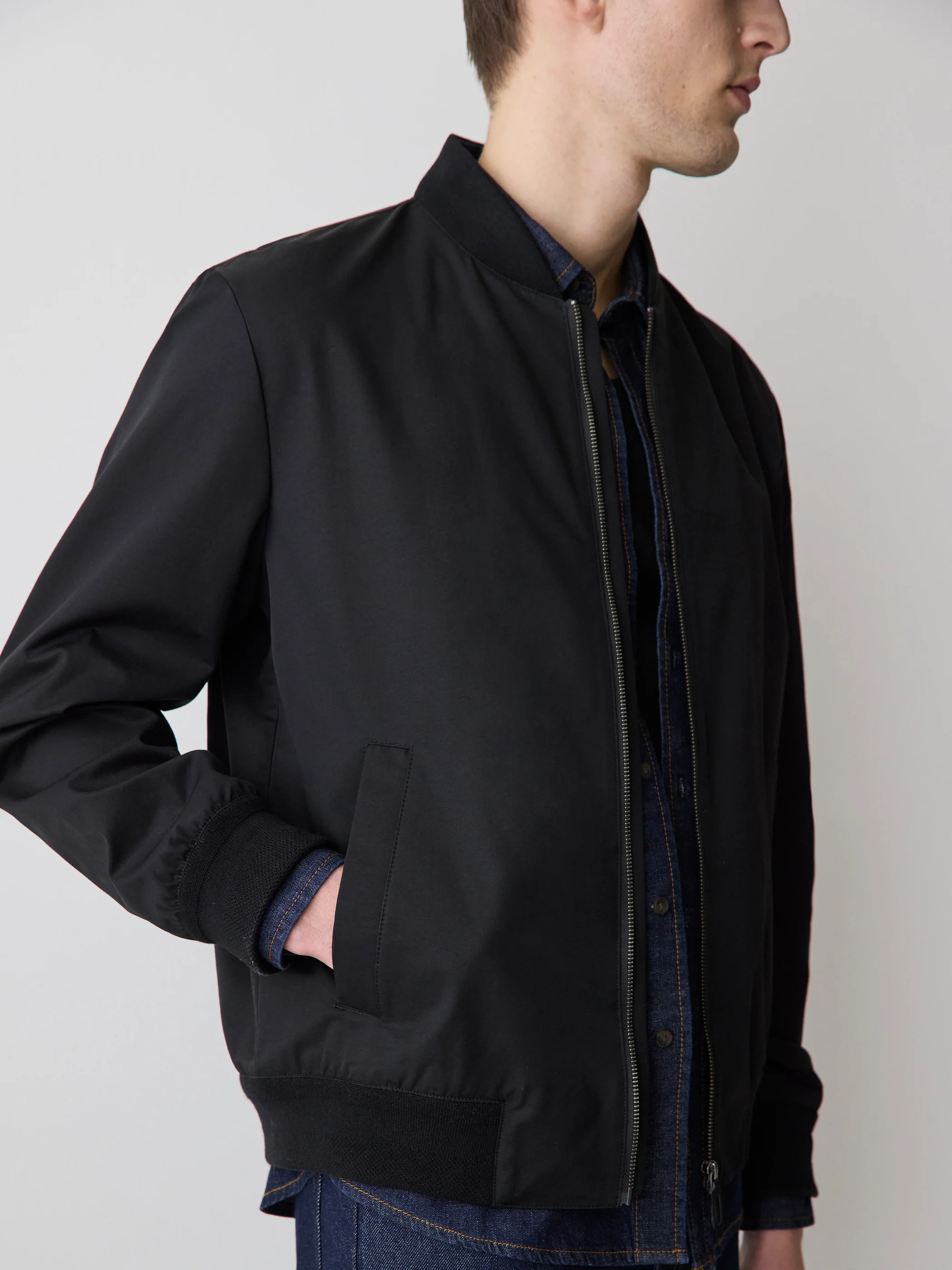 Black Twill Bomber Jacket - Image 4