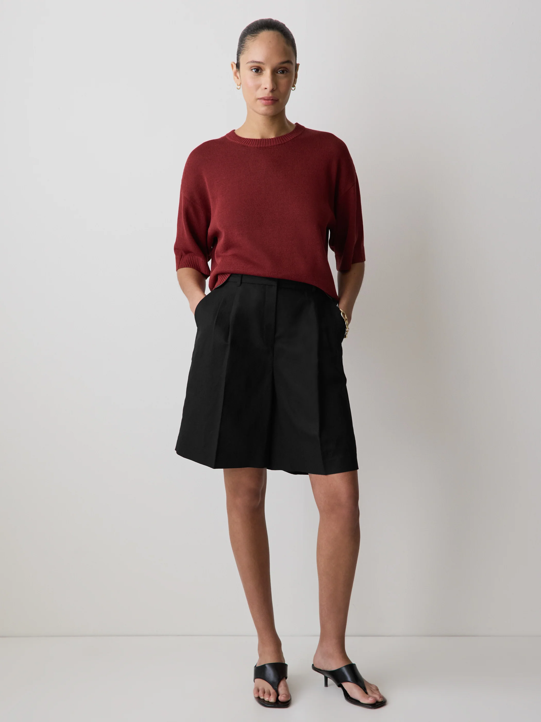 Short-Sleeve Crew-Neck Boxy Sweater - Image 21