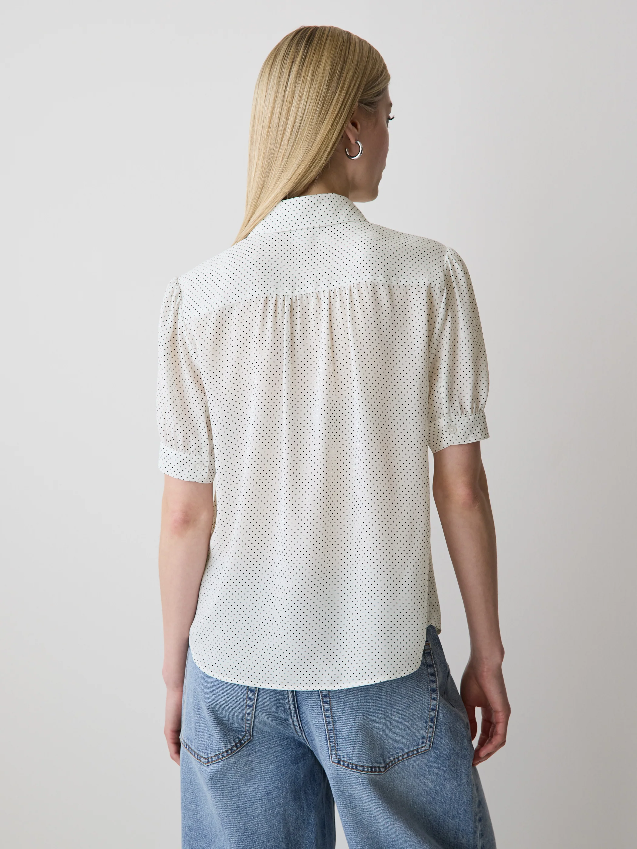 Silky Crepe Short-Sleeve Buttoned-Down Blouse - Image 21