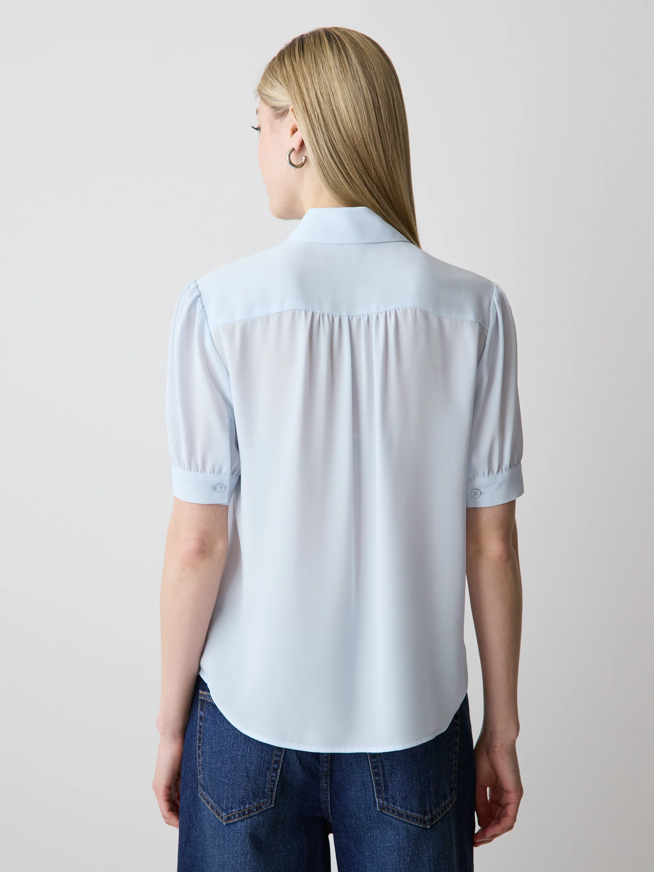 Silky Crepe Short-Sleeve Buttoned-Down Blouse - Image 25