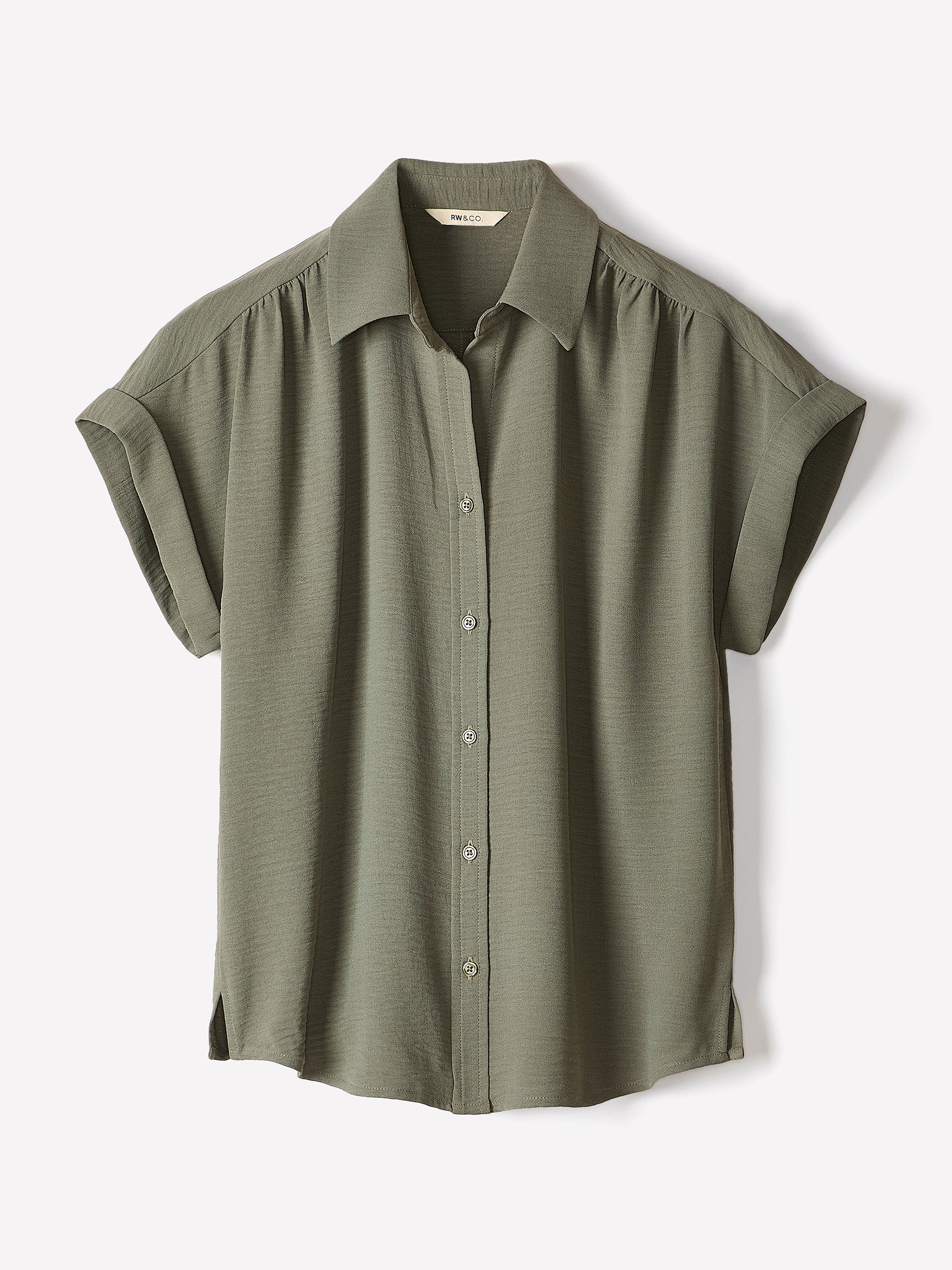 Short-Sleeve Buttoned-Down Blouse - Image 30