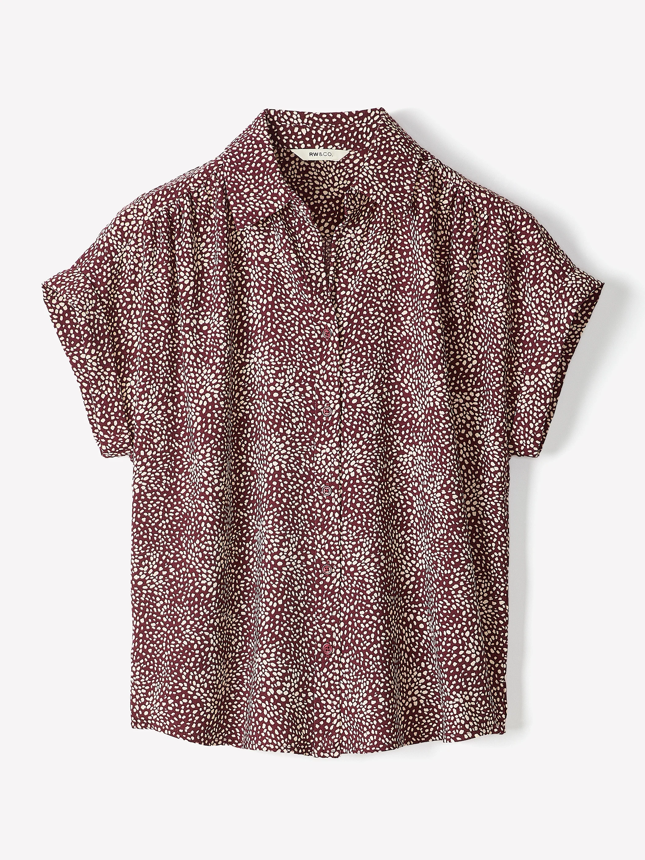 Short-Sleeve Buttoned-Down Blouse - Image 36