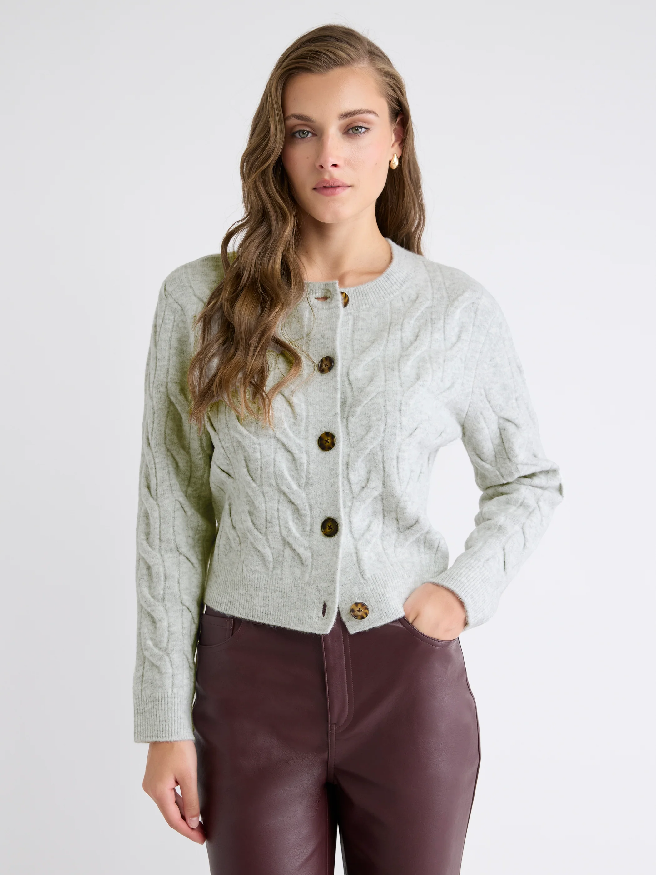 Long-Sleeve Cable-Stitch Cardigan - Image 12