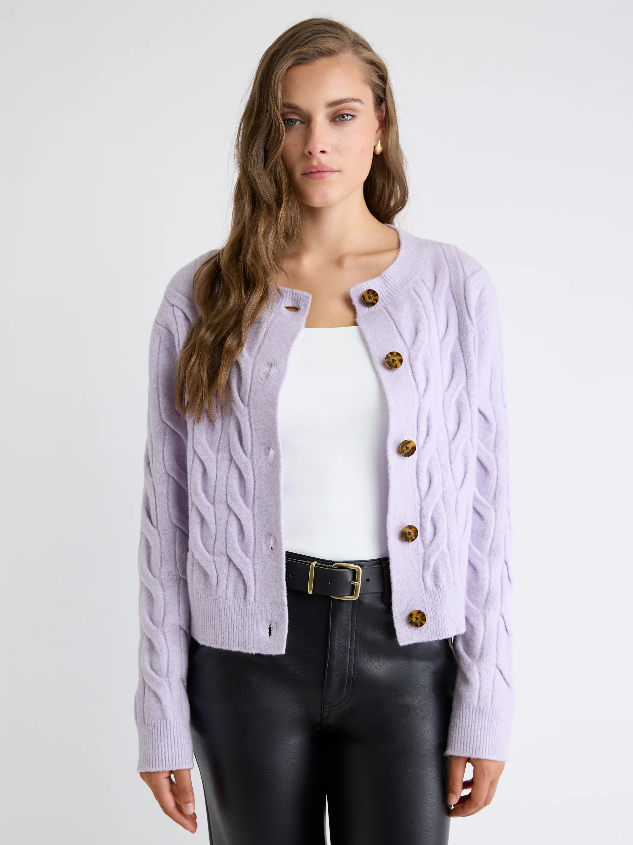 Long-Sleeve Cable-Stitch Cardigan - Image 6