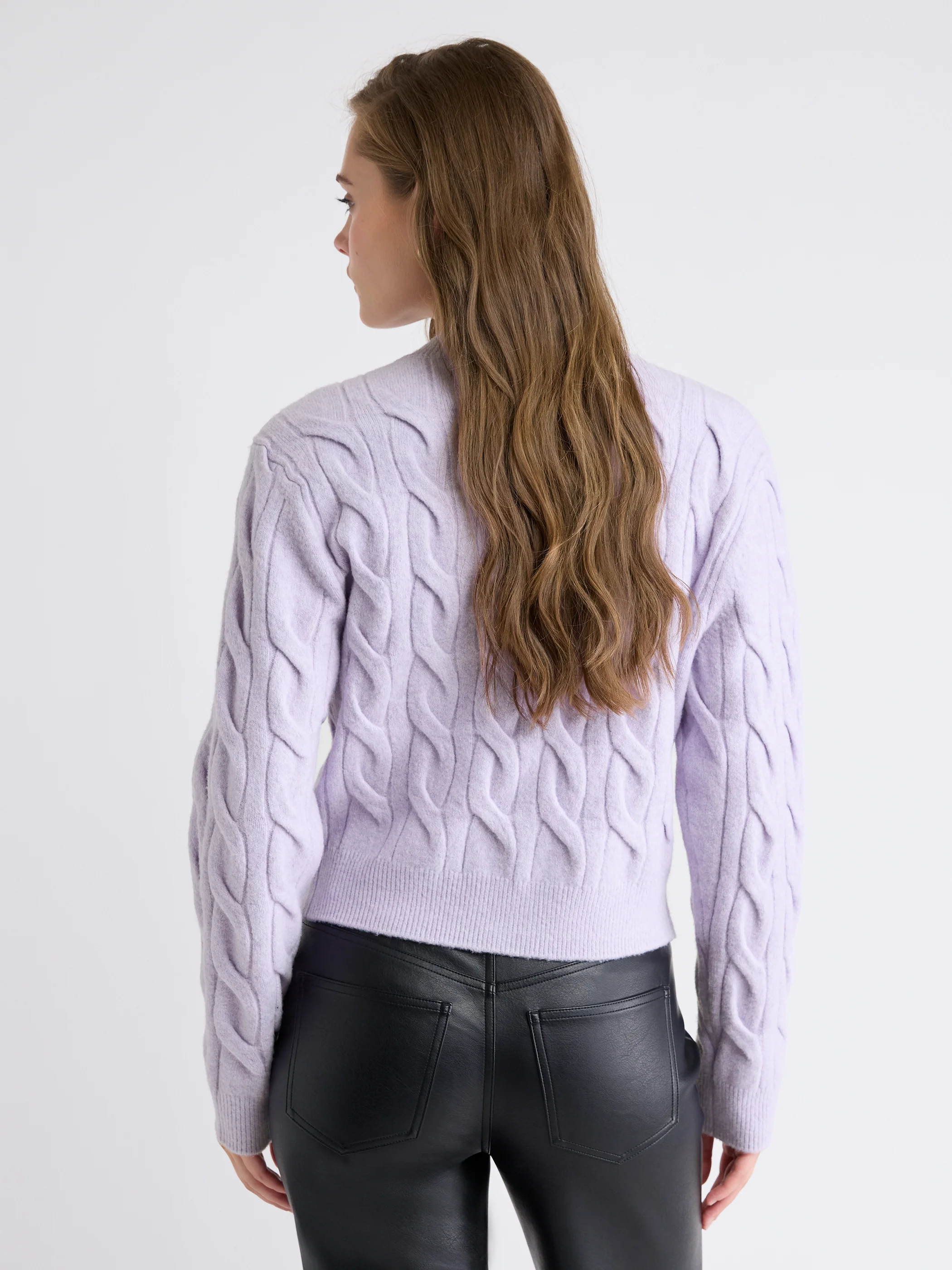 Long-Sleeve Cable-Stitch Cardigan - Image 8