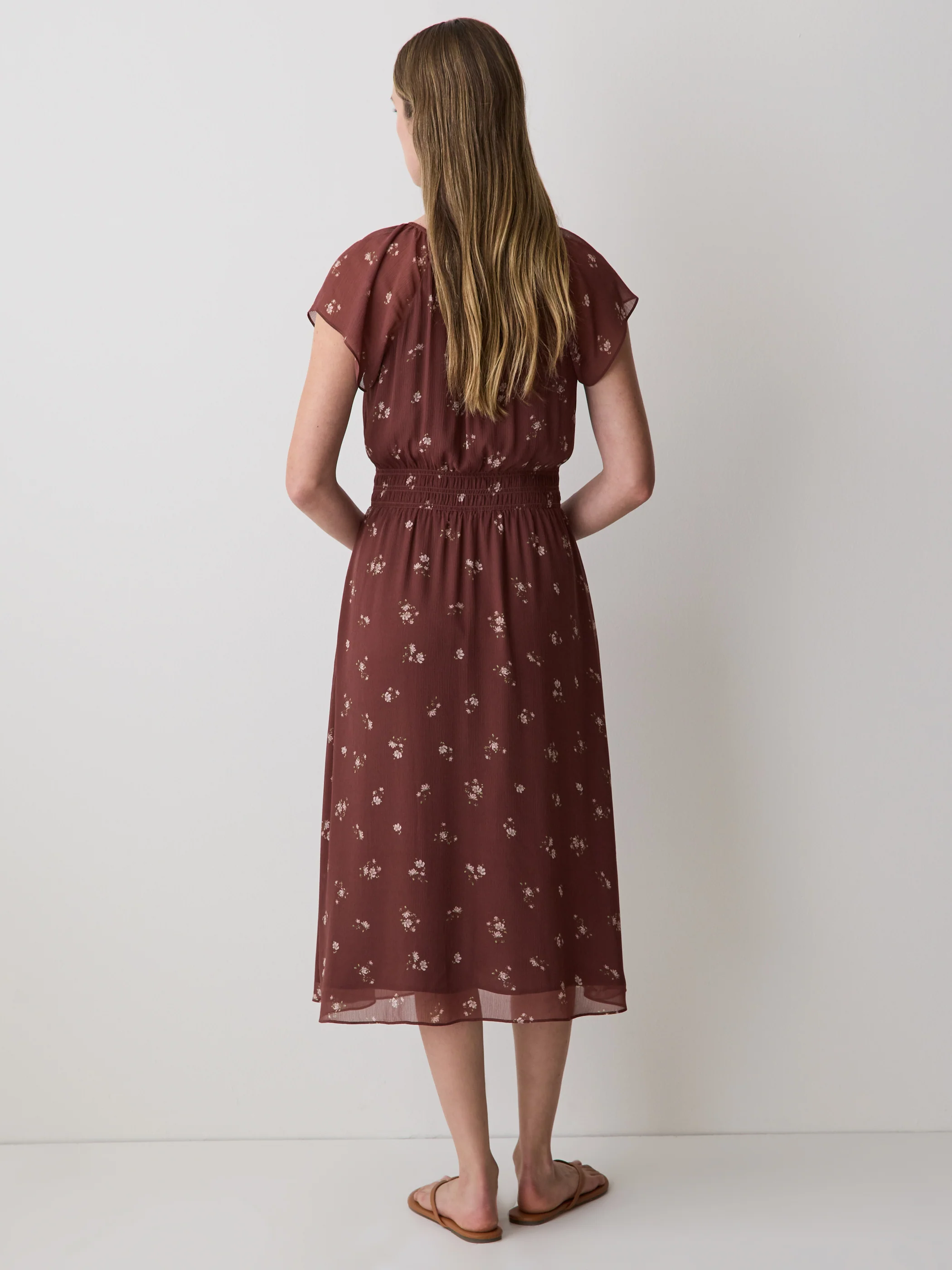 Fit-and-Flare Midi Dress with Short Flutter Sleeves - Image 8
