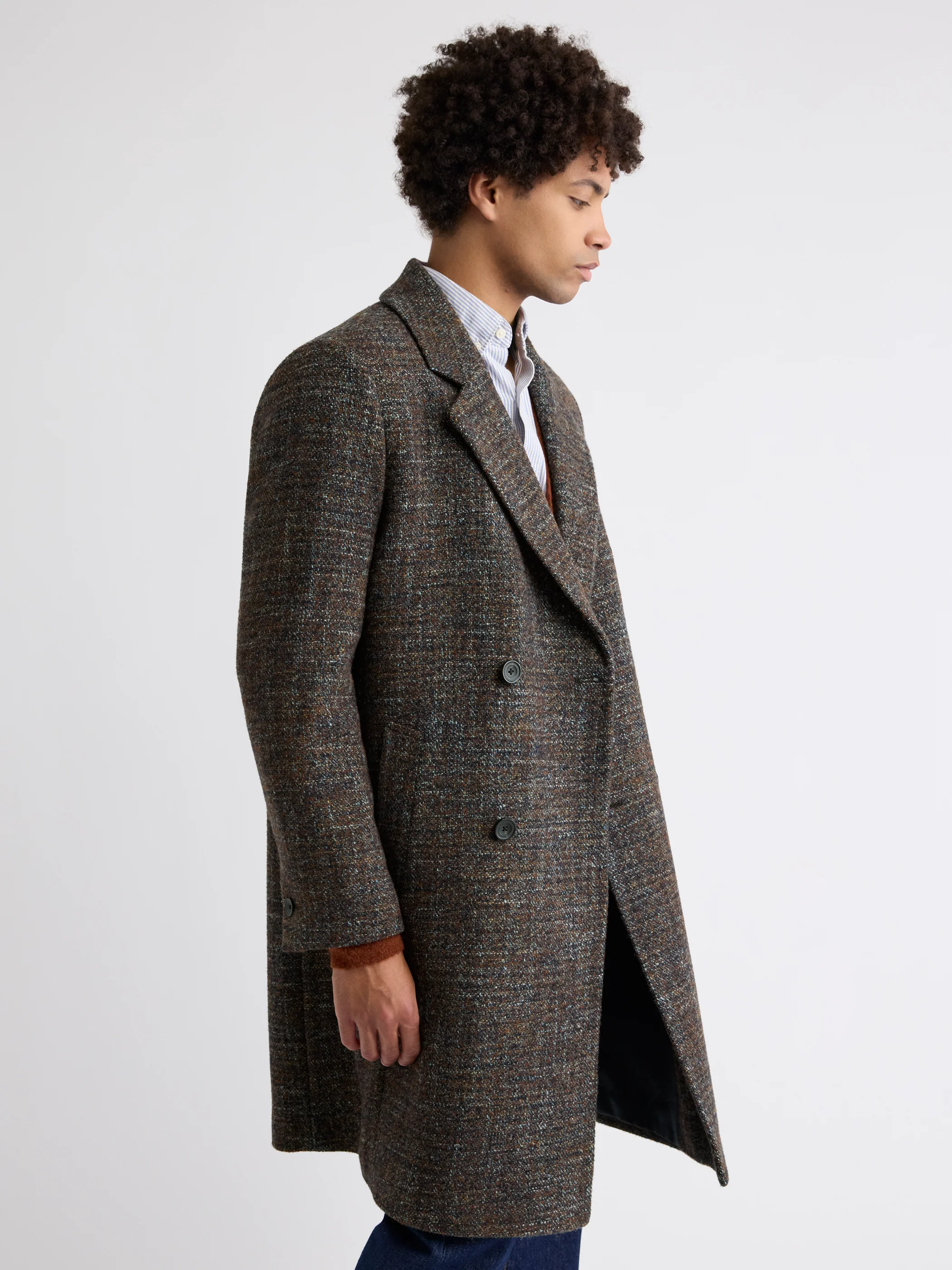 Classic Double-Breasted Bouclé Coat - Image 6