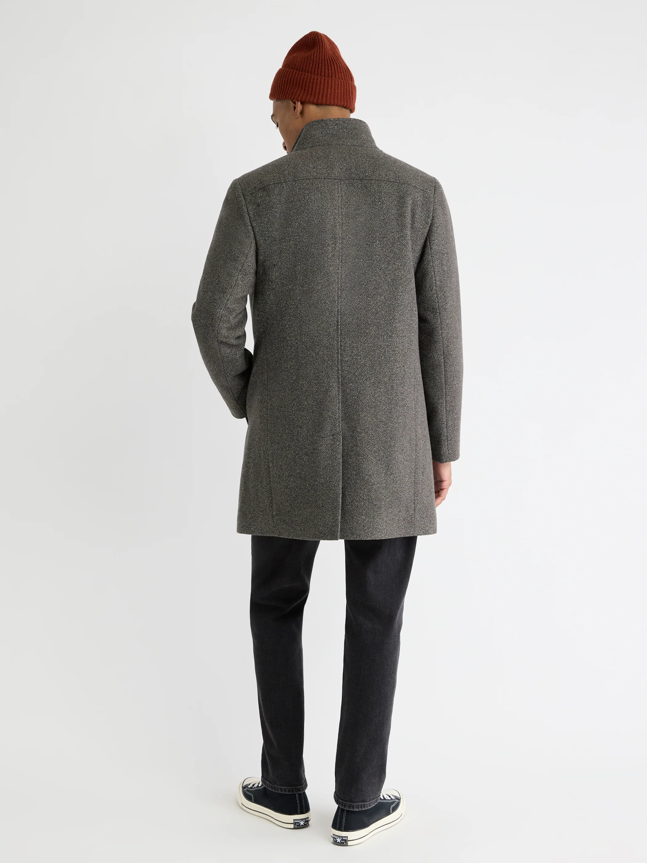 Classic Mock-Neck Heathered-Wool Coat with Dickey - Image 3