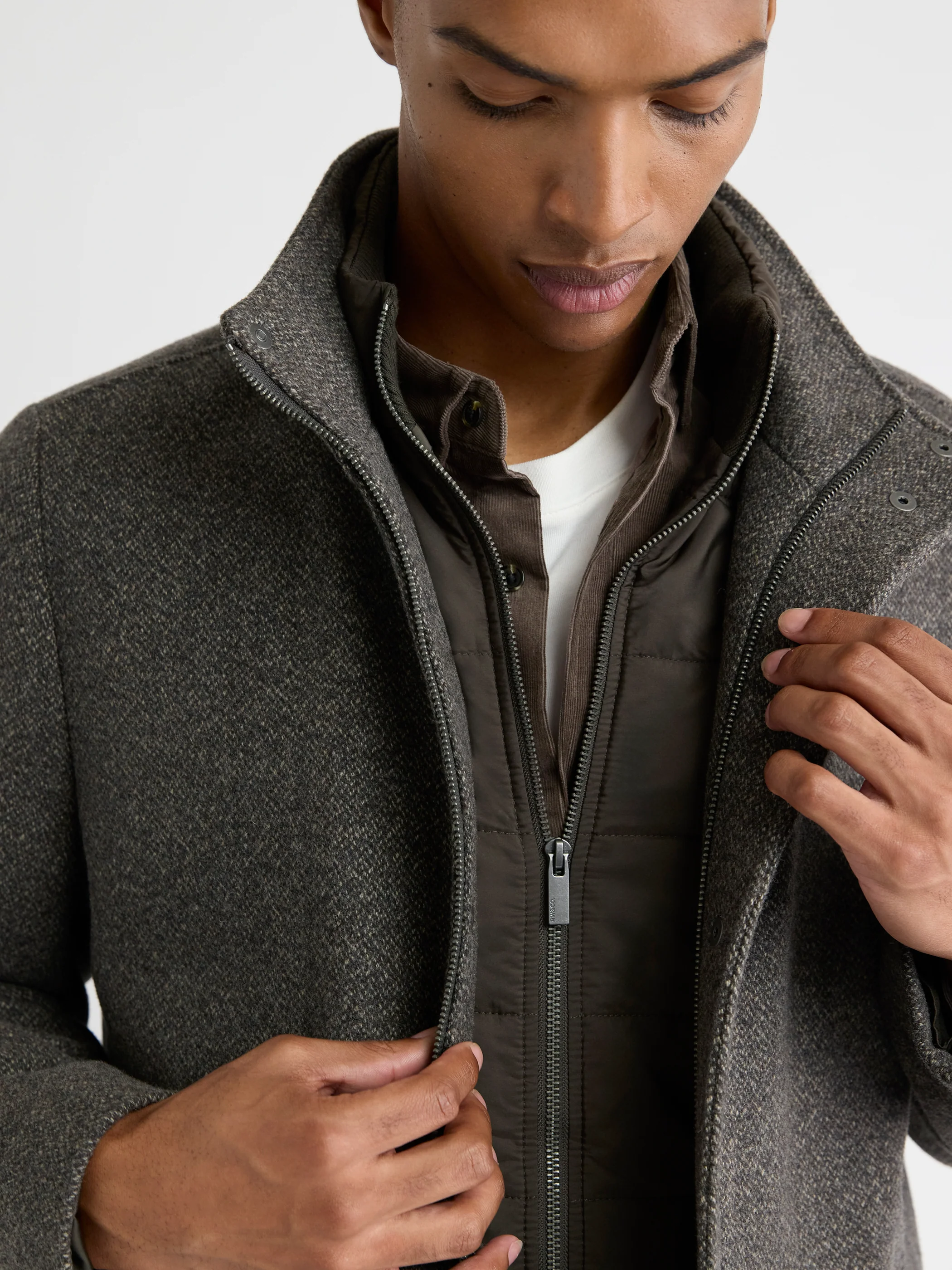 Classic Mock-Neck Heathered-Wool Coat with Dickey - Image 8