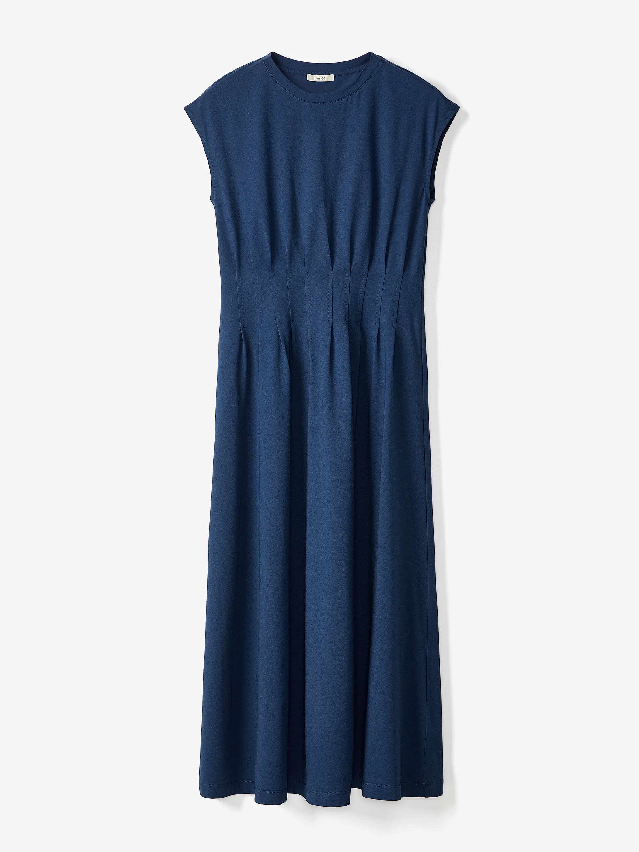 Extended-Sleeve Crew-Neck Midi Dress with Pintucks - Image 22