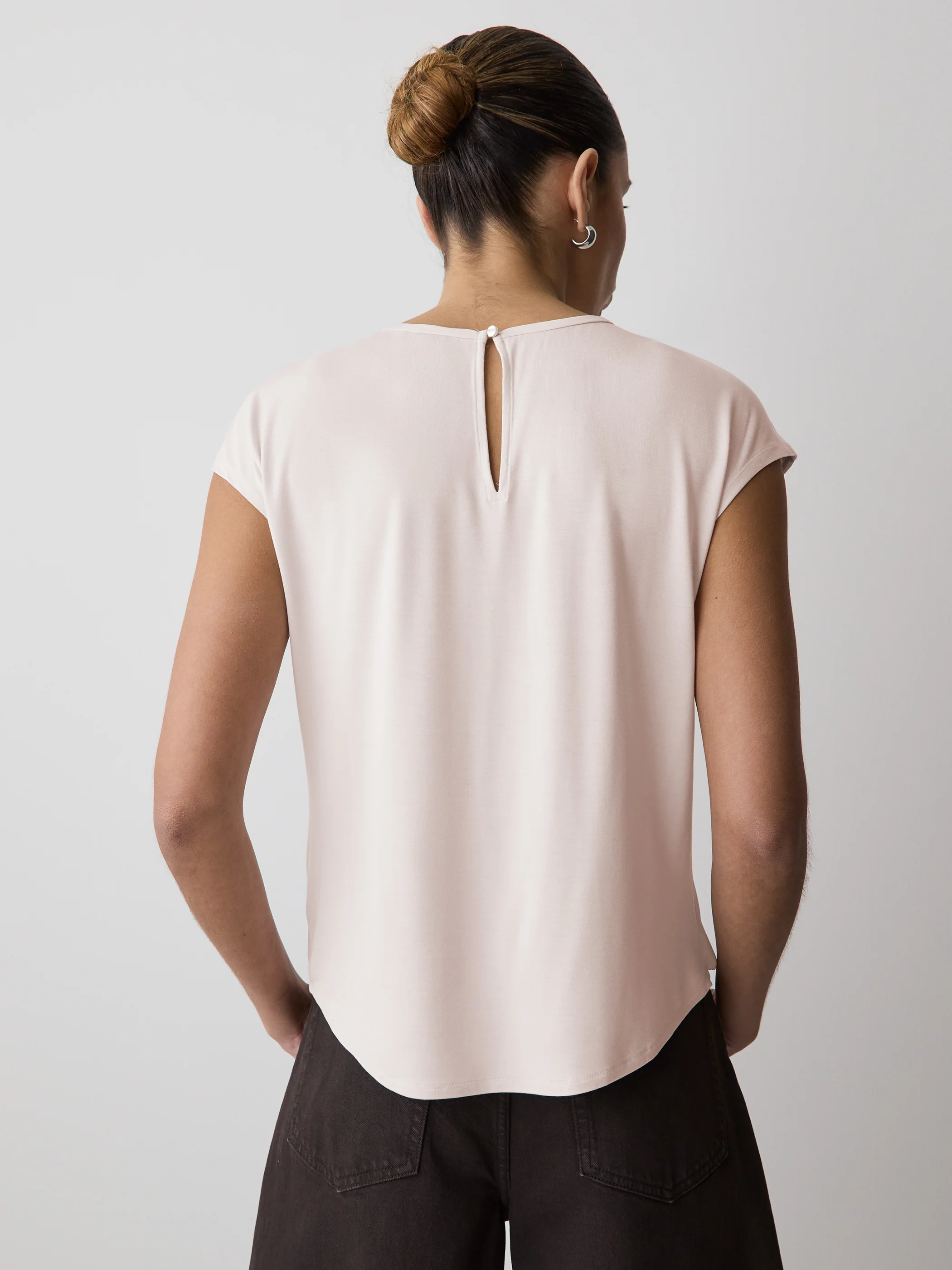 Mix-Media Cap-Sleeve Crew-Neck Blouse - Image 3