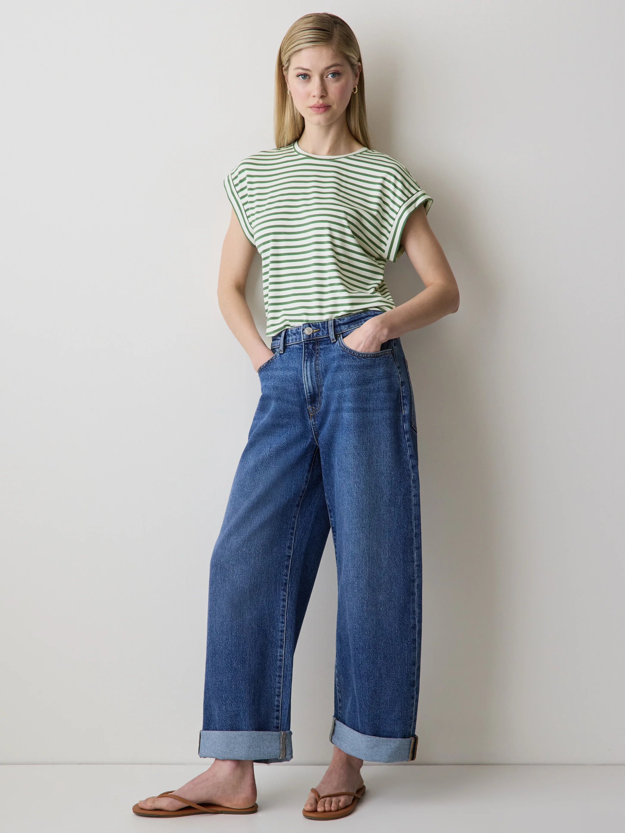Striped Extended-Sleeve Crew-Neck Tee - Image 12