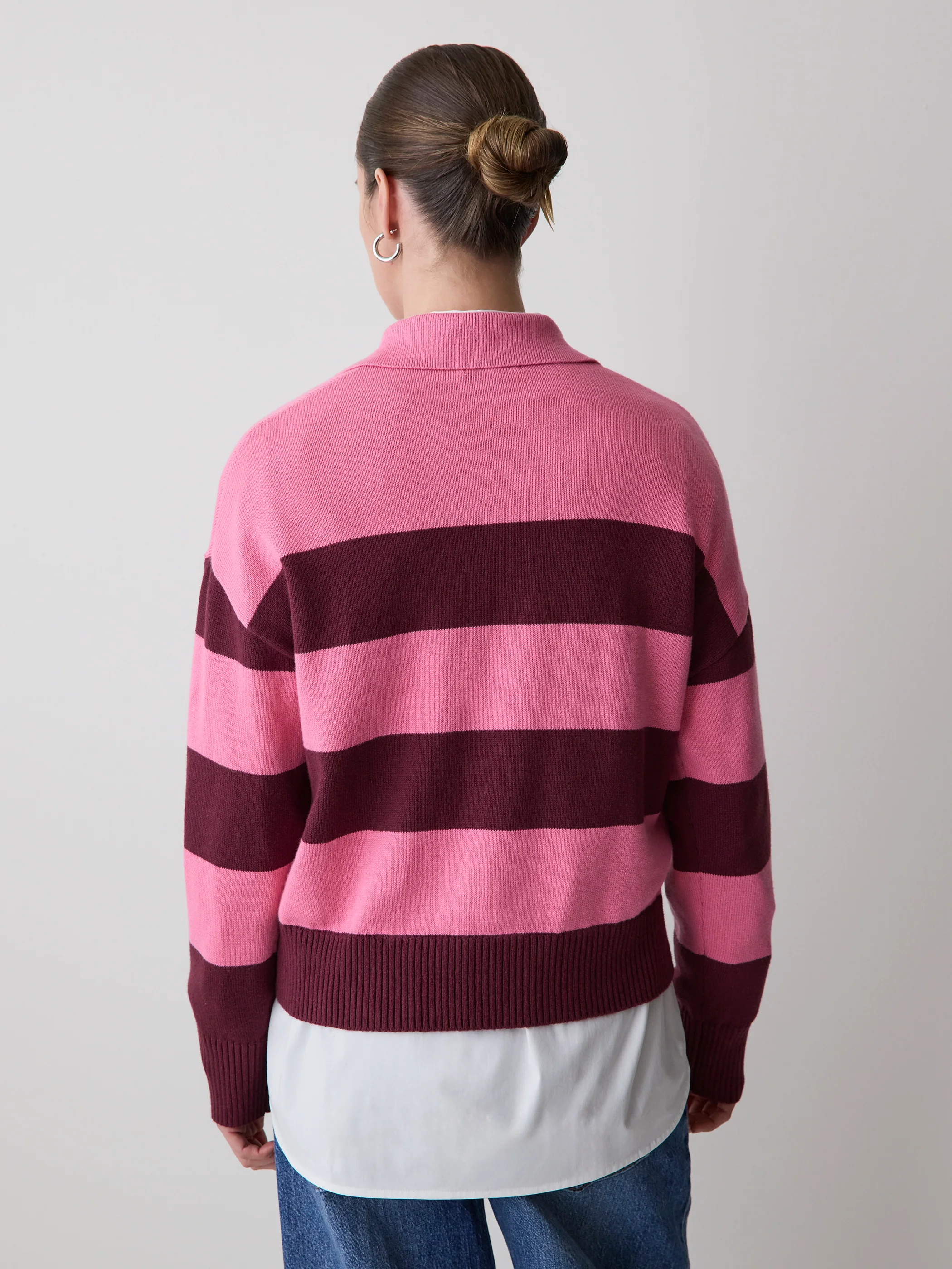 Cotton-Merino-Blend V-Neck Rugby Polo Sweater - Image 3