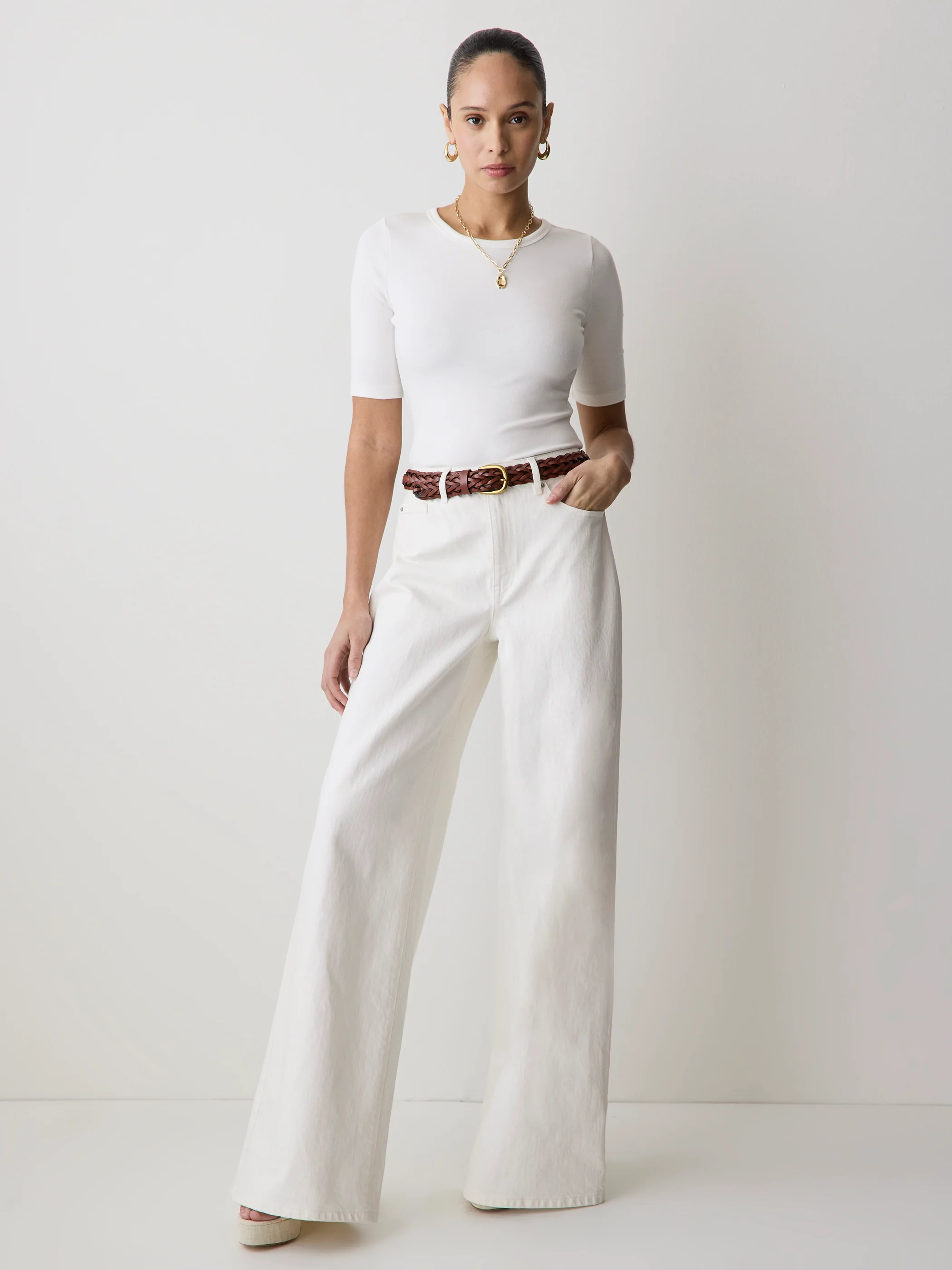 Elbow-Sleeve Crew-Neck Fitted Tee - Image 7