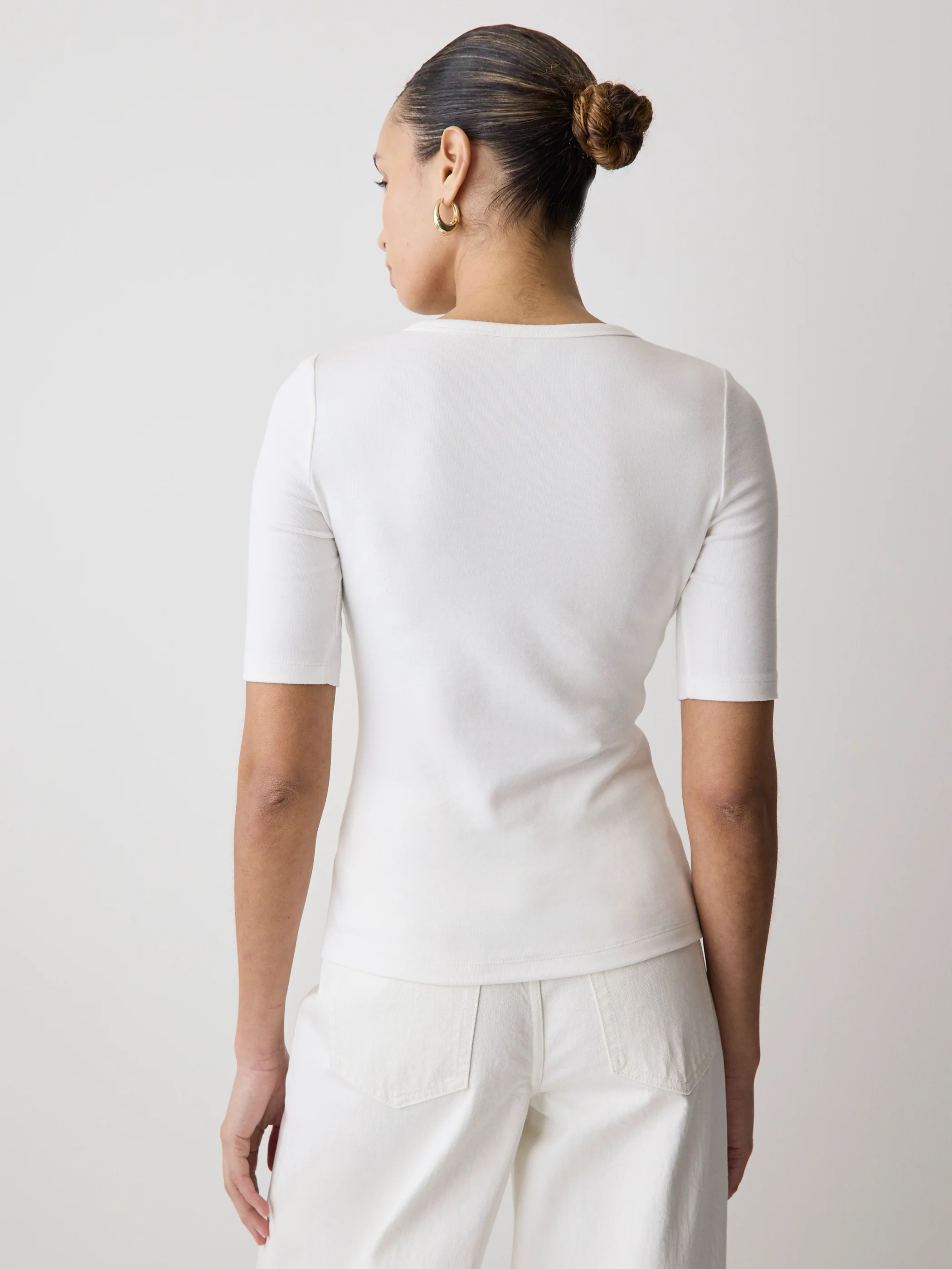 Elbow-Sleeve Crew-Neck Fitted Tee - Image 8