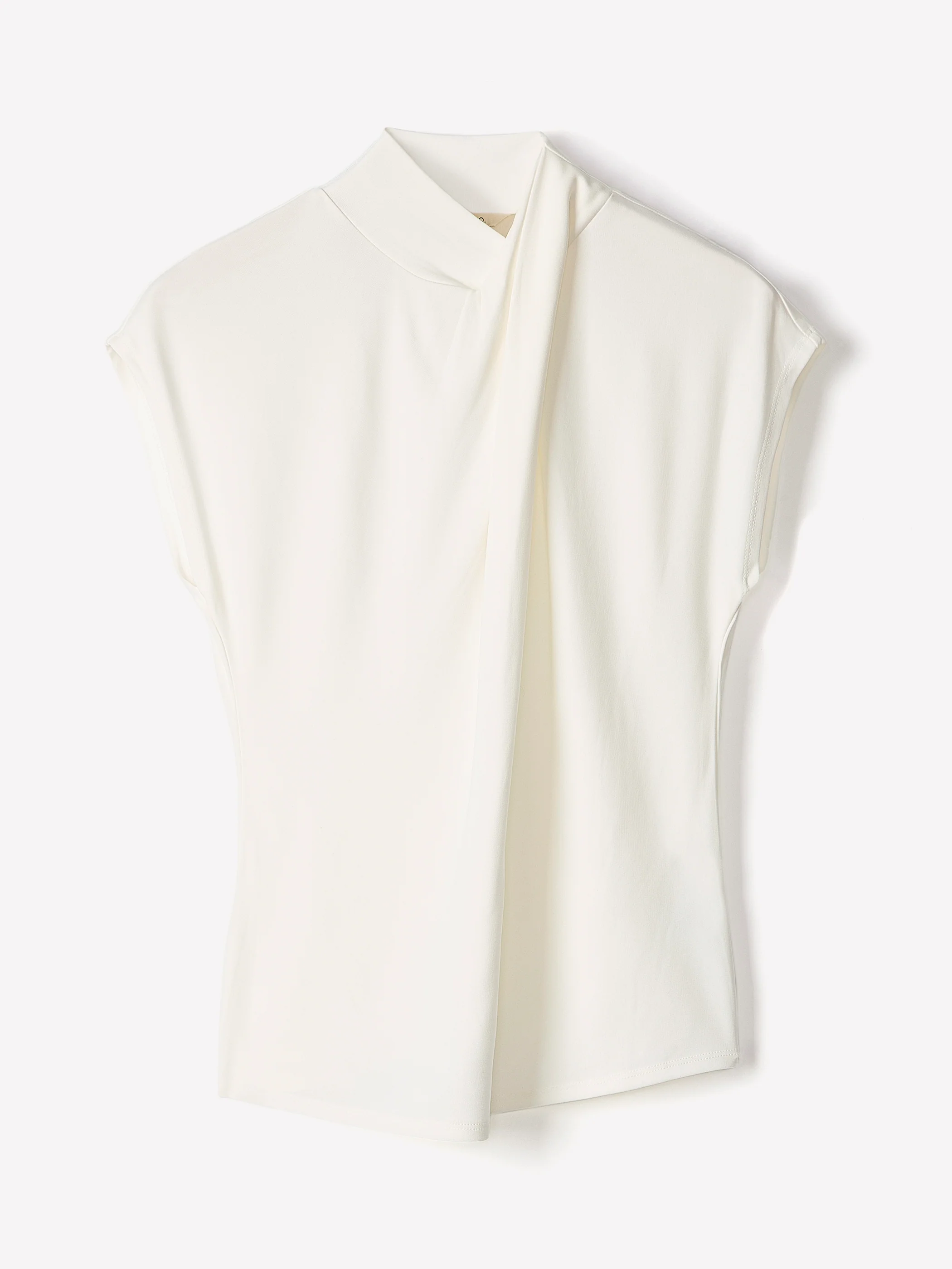 Extended-Sleeve Top with Crossover Draped Mock Neckline - Image 11