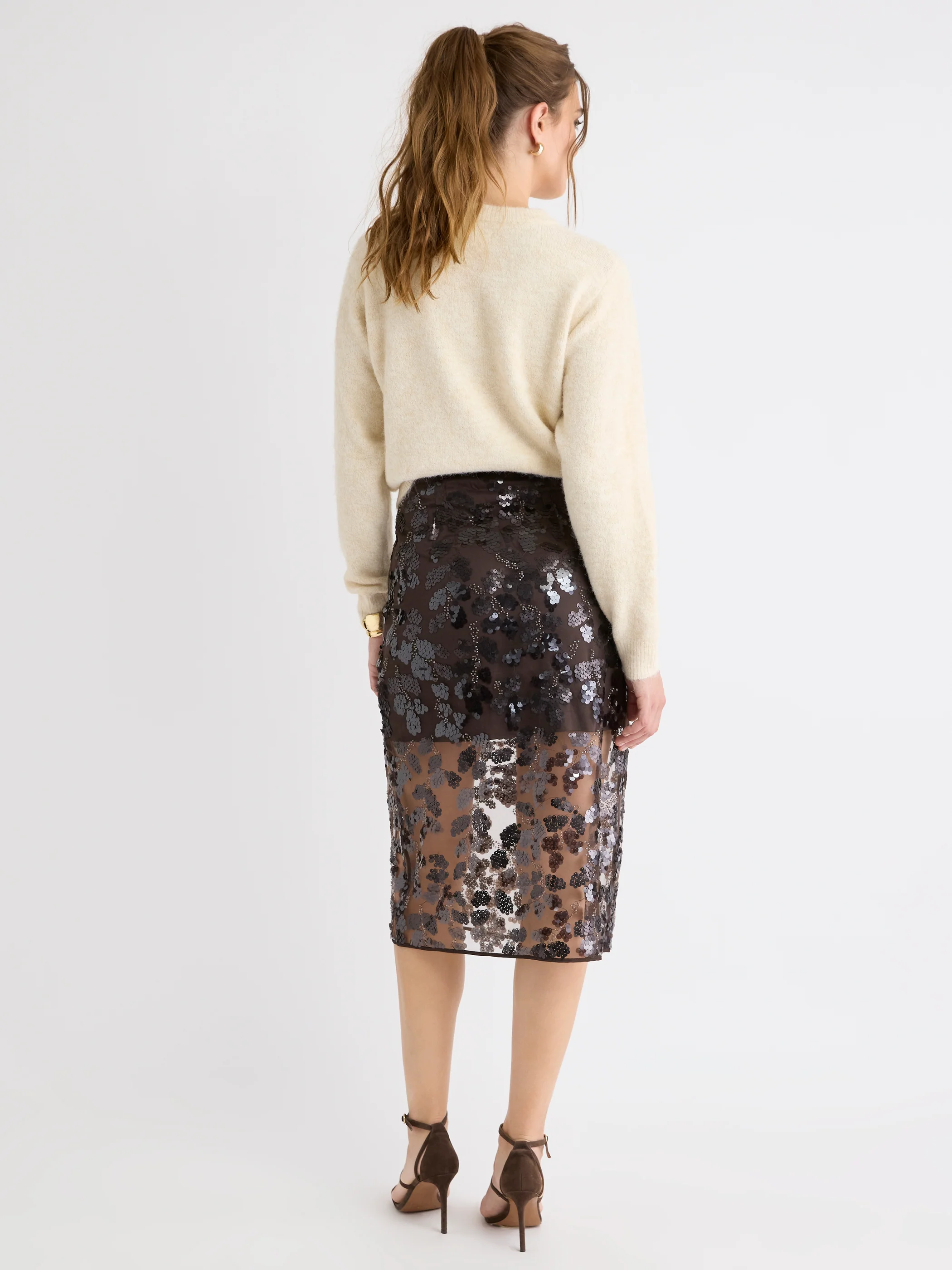 High-Rise Sequin Midi Skirt - Image 3