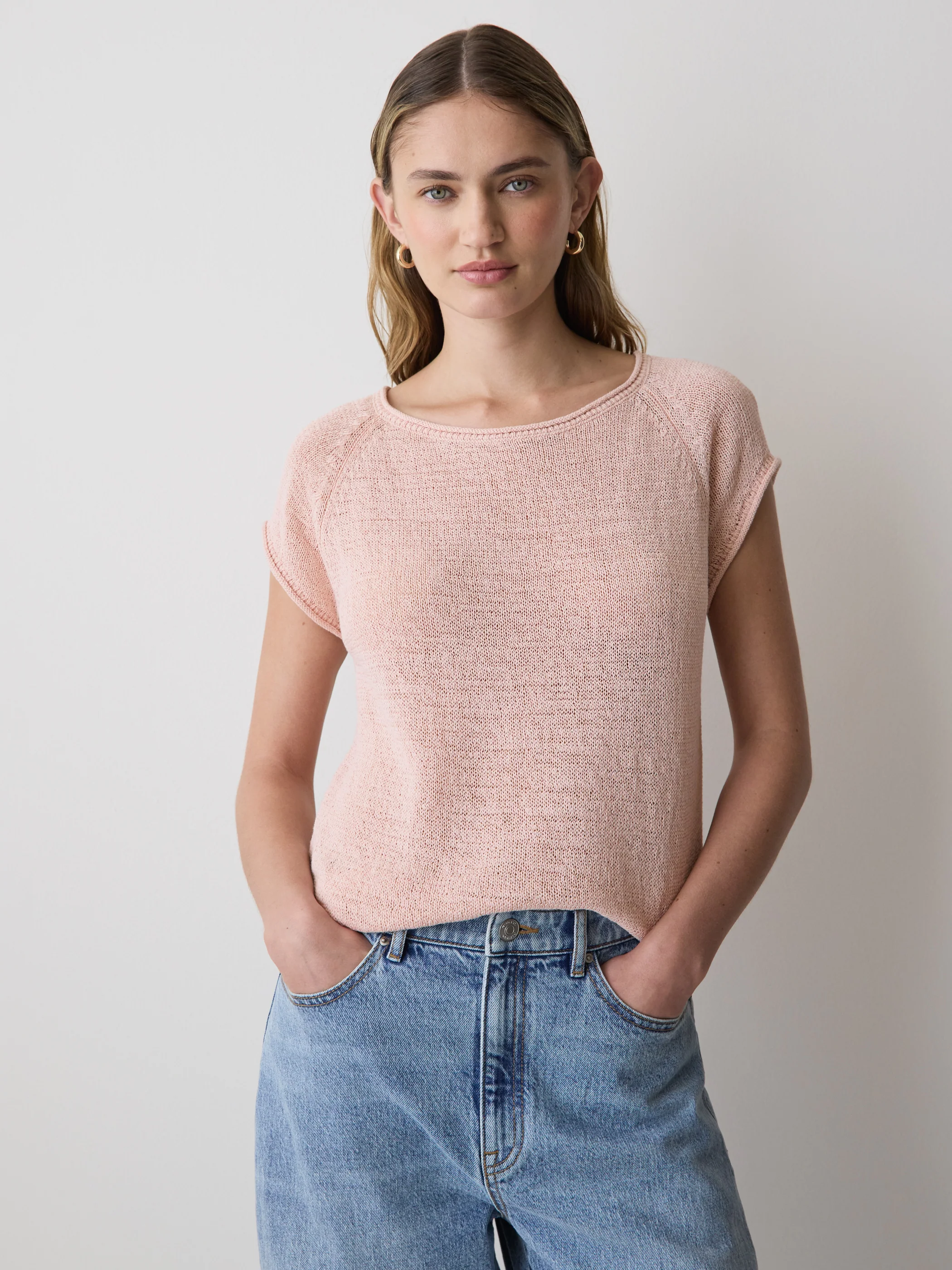 Cap-Sleeve Tape-Yarn Sweater - Image 12