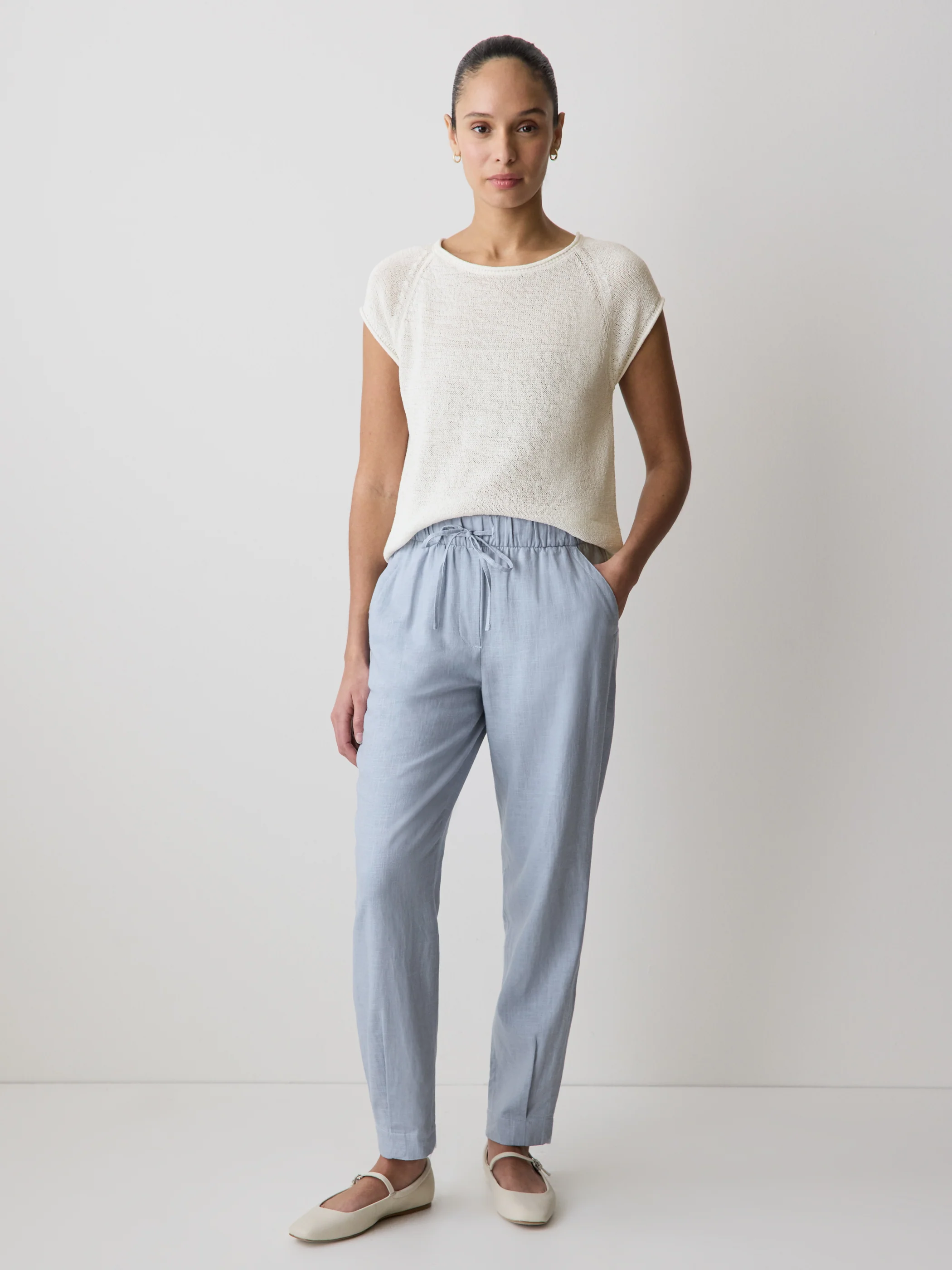 Cap-Sleeve Tape-Yarn Sweater - Image 2