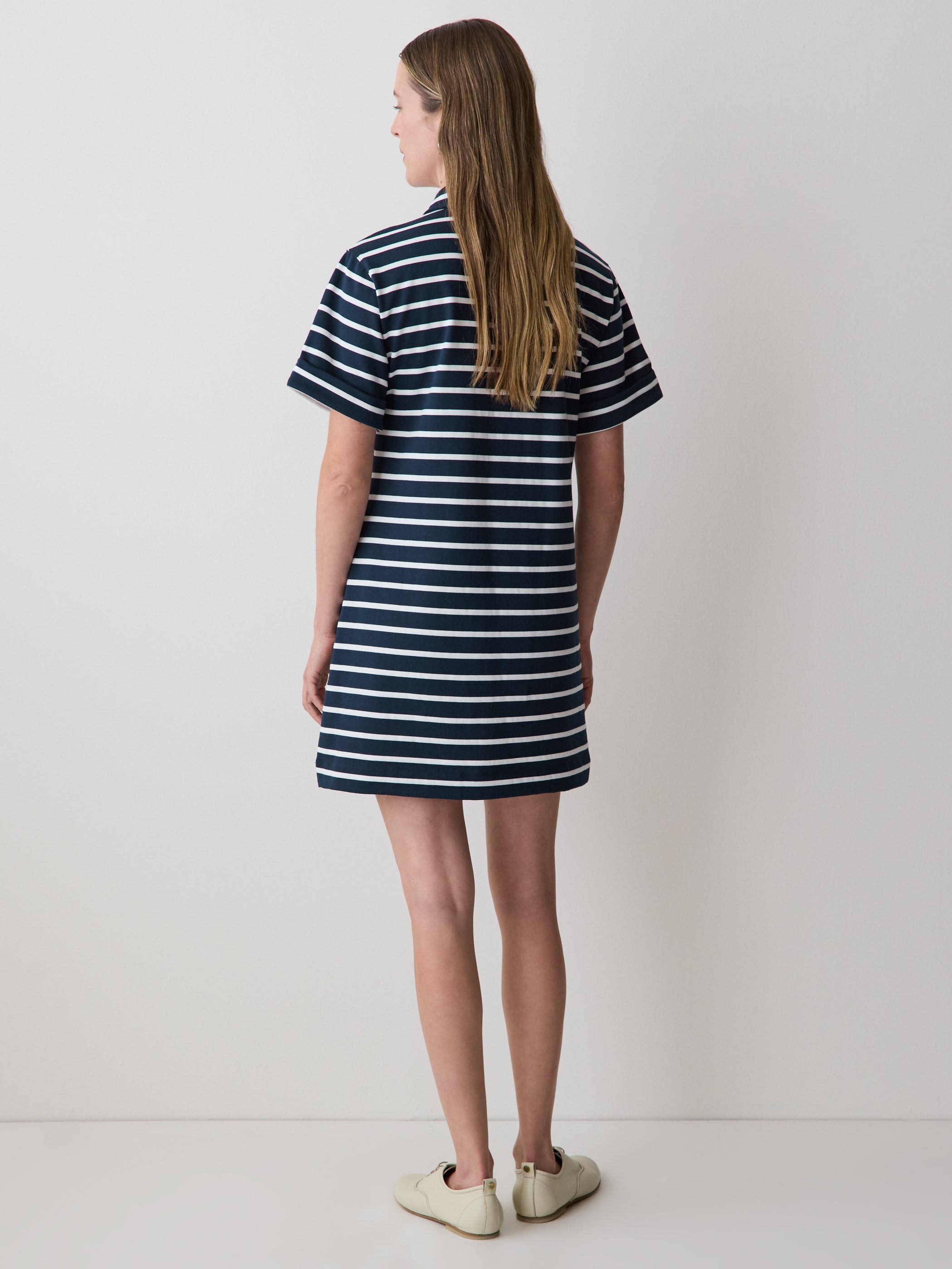 Striped Short-Sleeve Polo Dress - Image 3