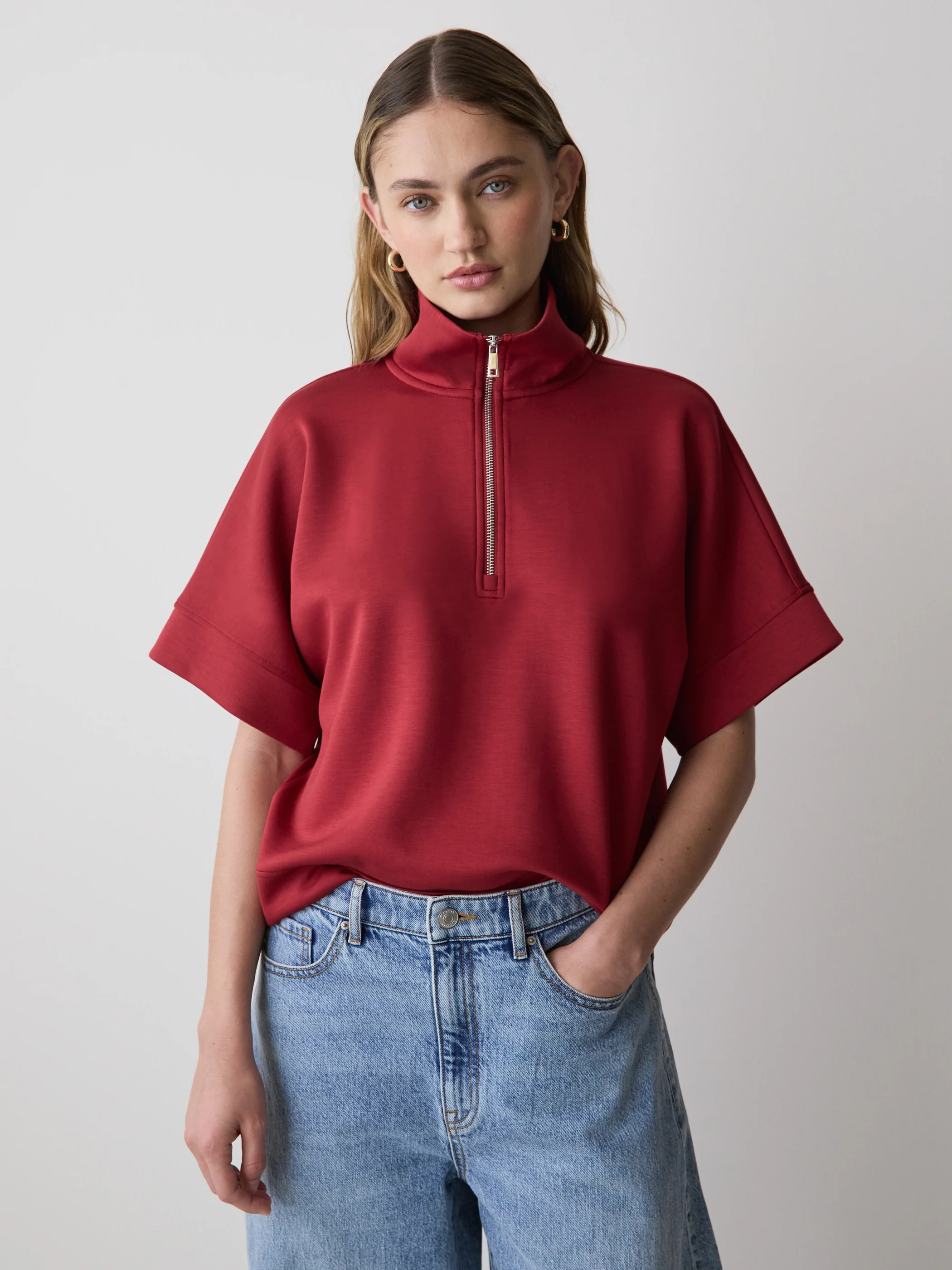 Half-Zip Mock-Neck Top - Image 13