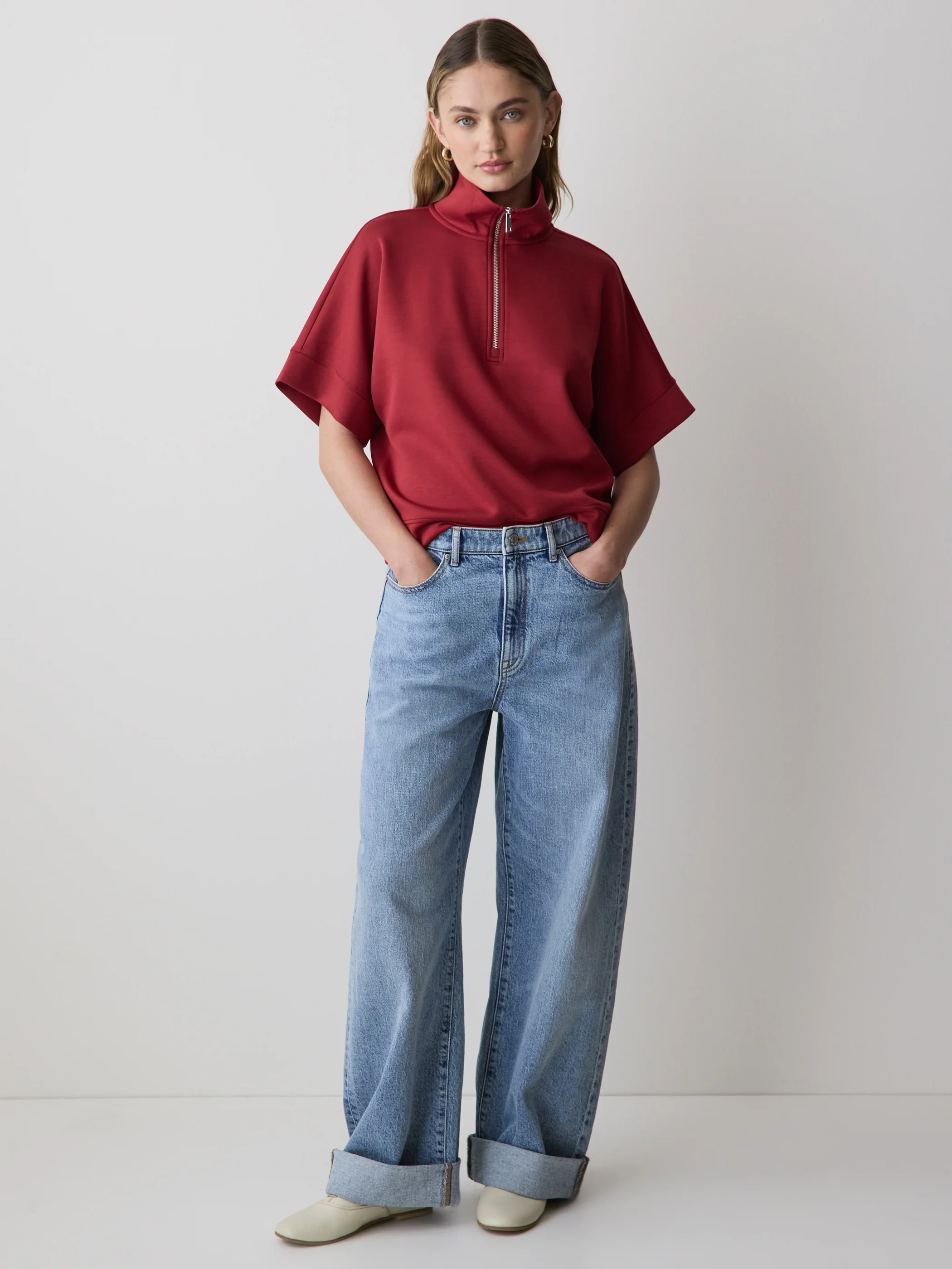 Half-Zip Mock-Neck Top - Image 14