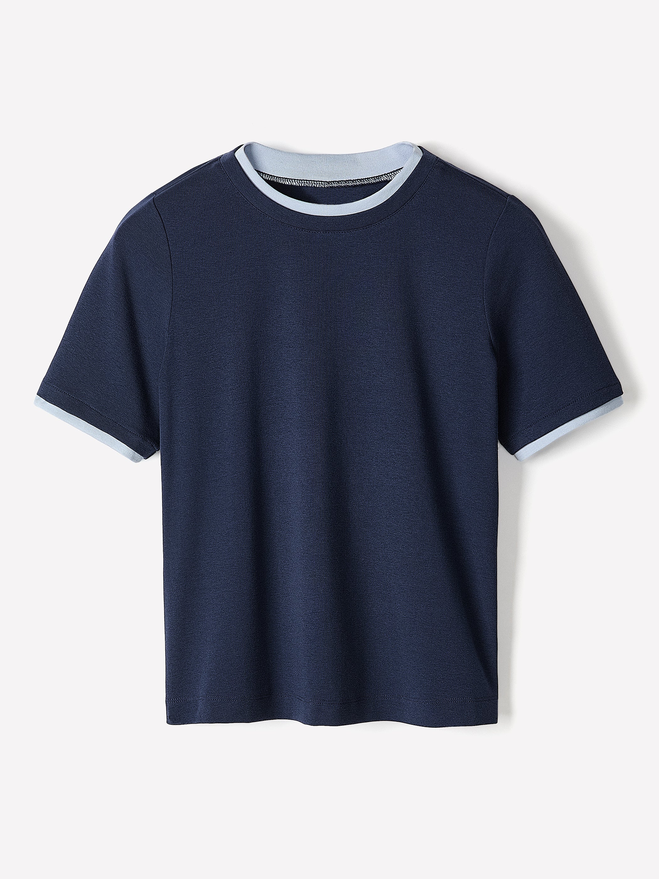 Short-Sleeve Crew-Neck Ribbed Basic Tee - Image 10