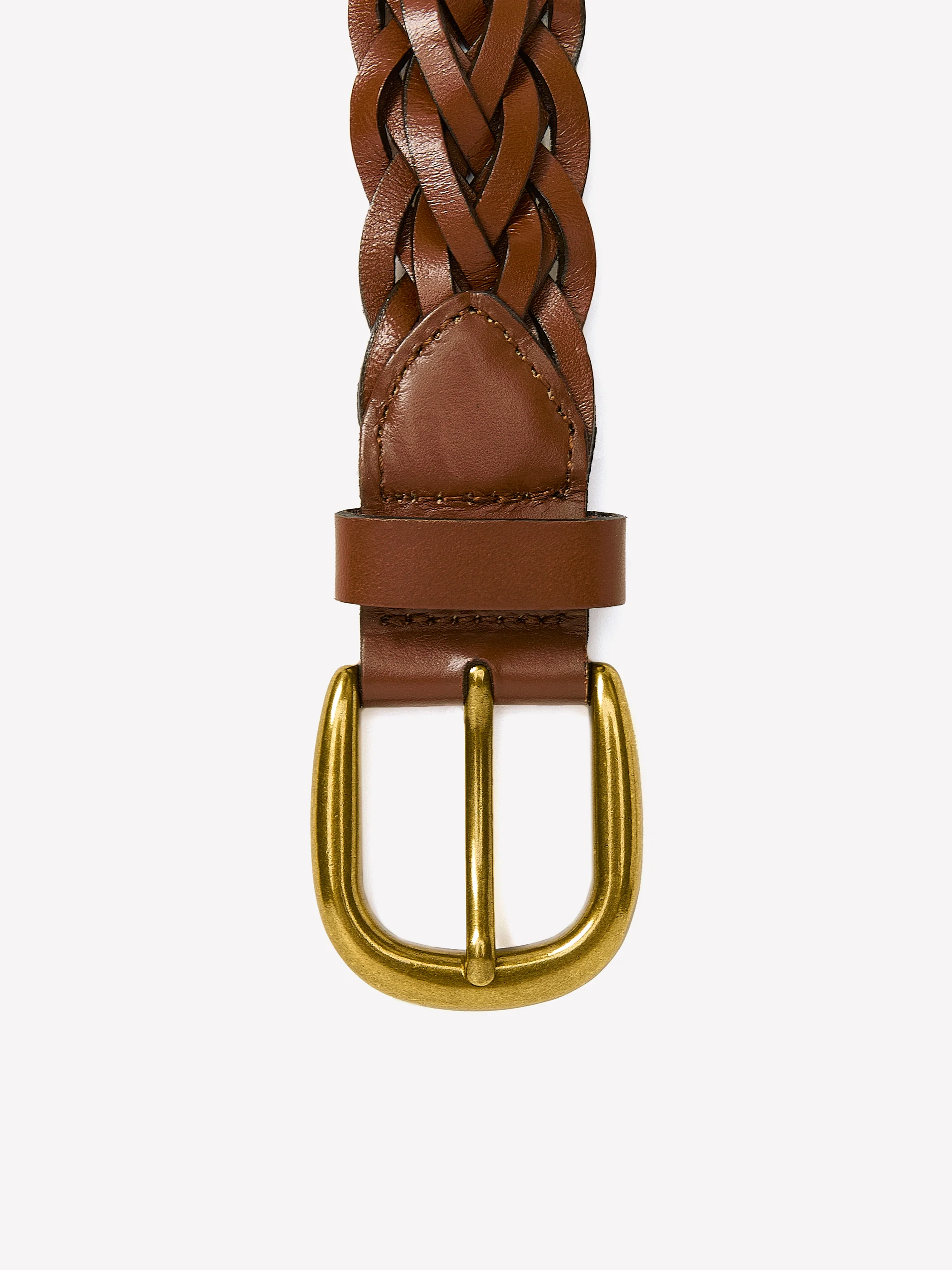 Braided Leather Belt with Metal Buckle - Image 3