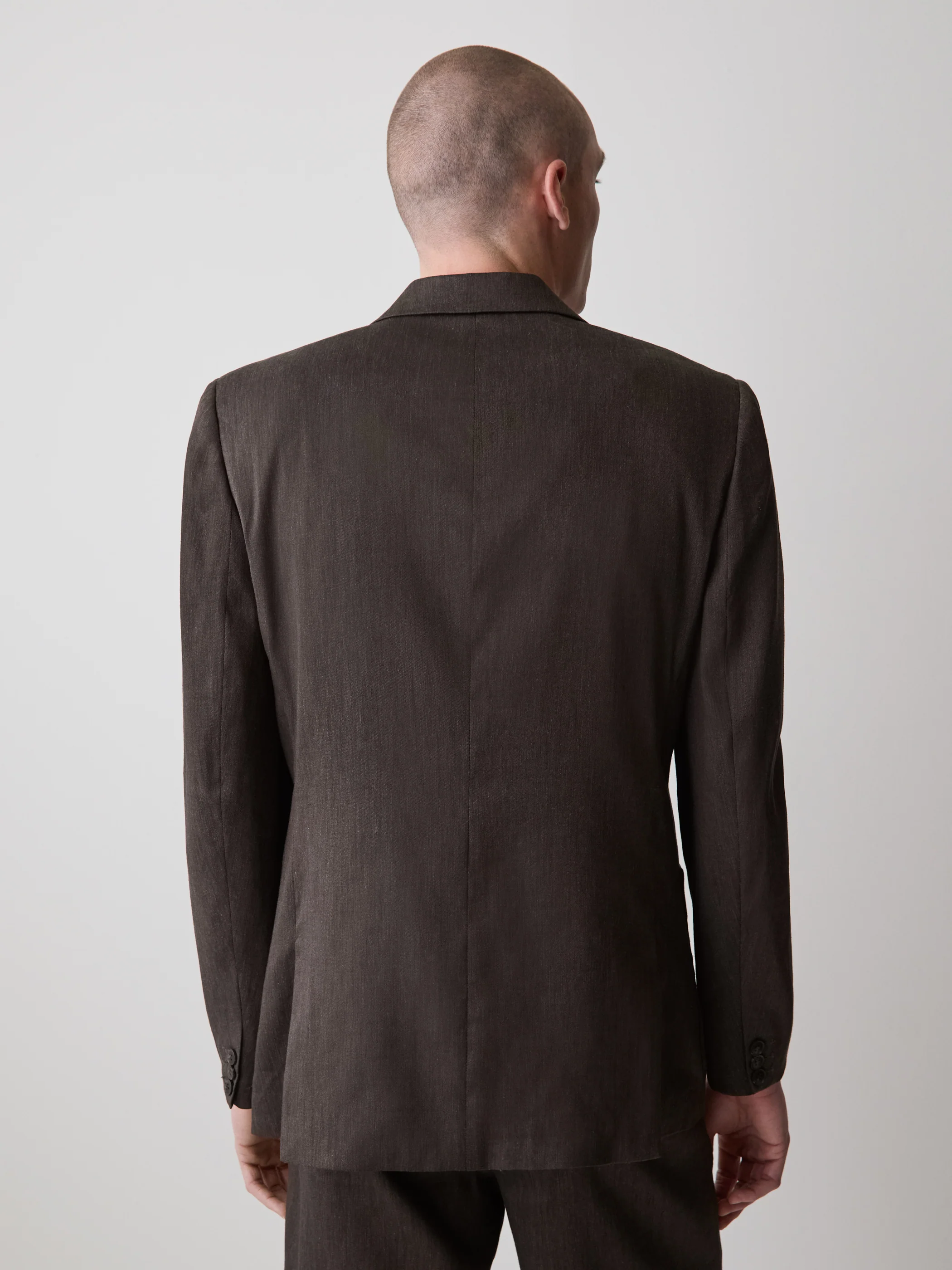Slim-Fit Brown Linen-Blend Blazer - Image 3