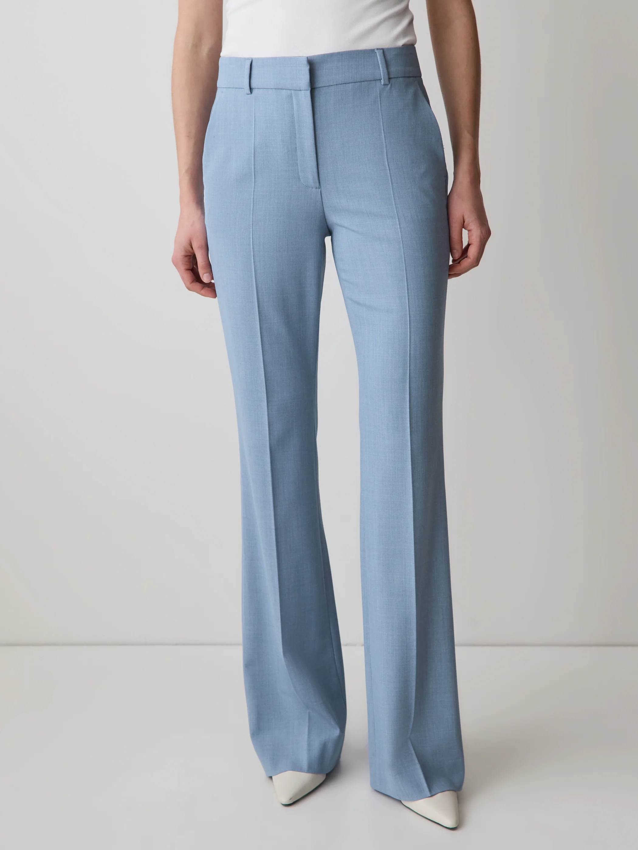 Light Blue Mid-Rise Flare-Leg Pant