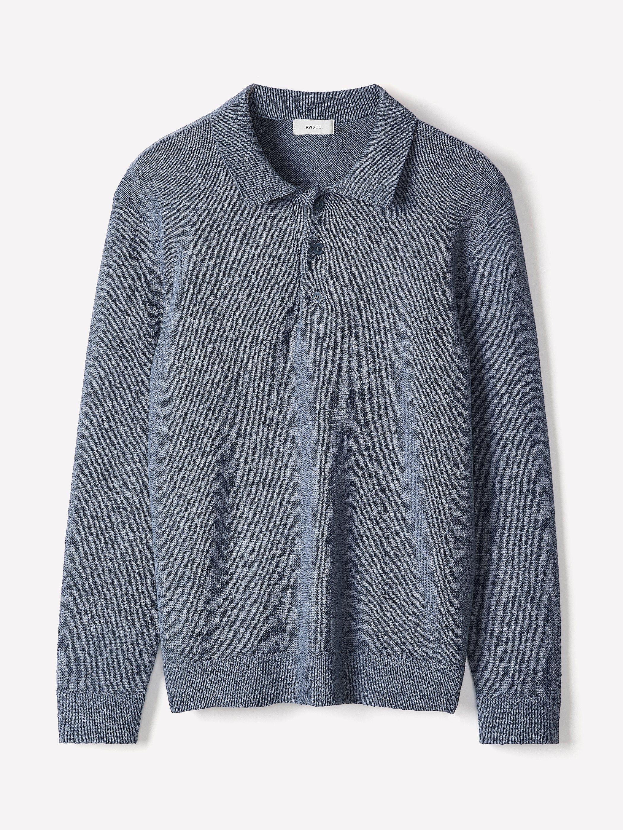 Long-Sleeve Bouclé Polo Sweater - Image 11