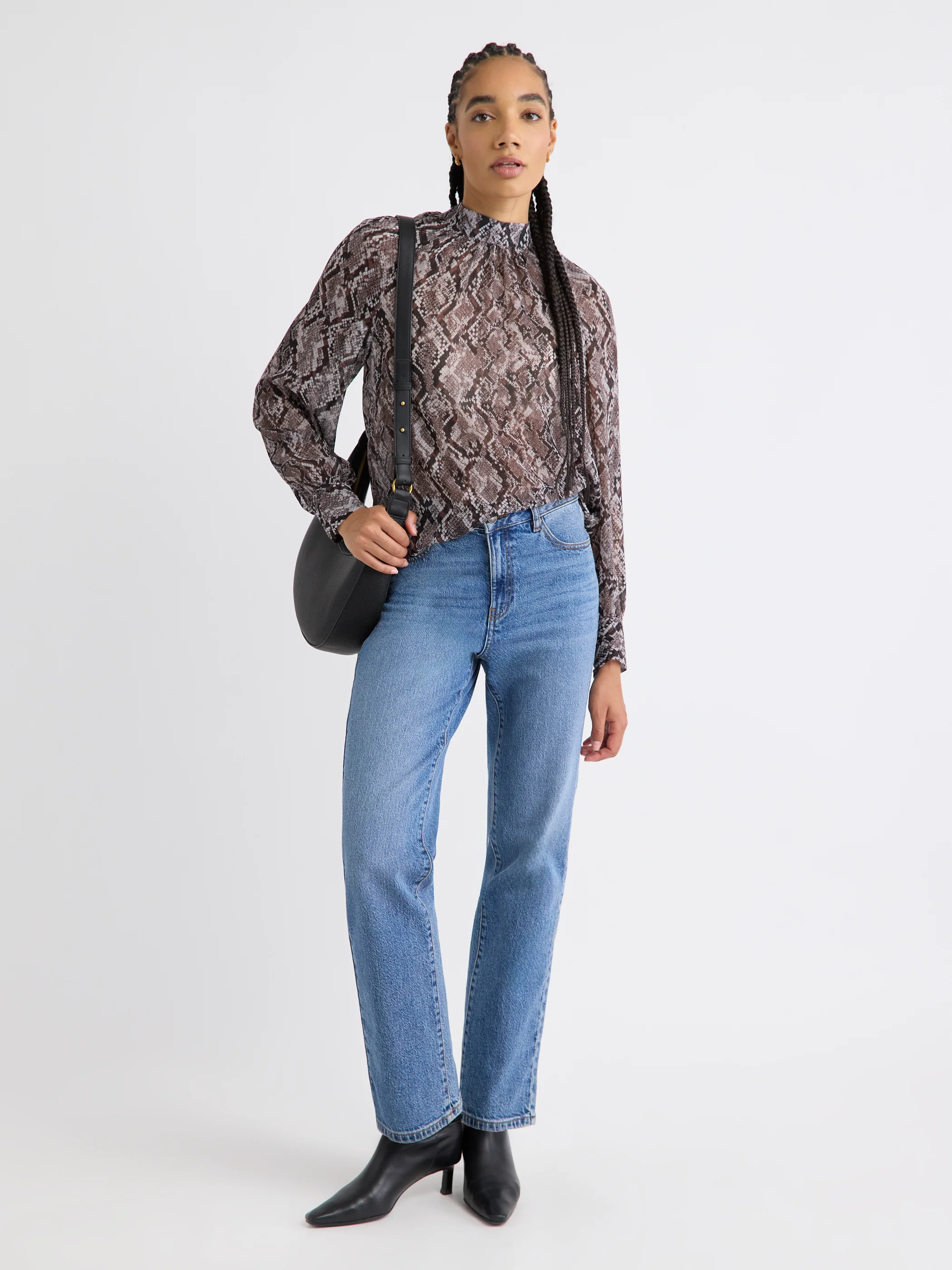 Long-Sleeve Chiffon Popover Blouse - Image 14