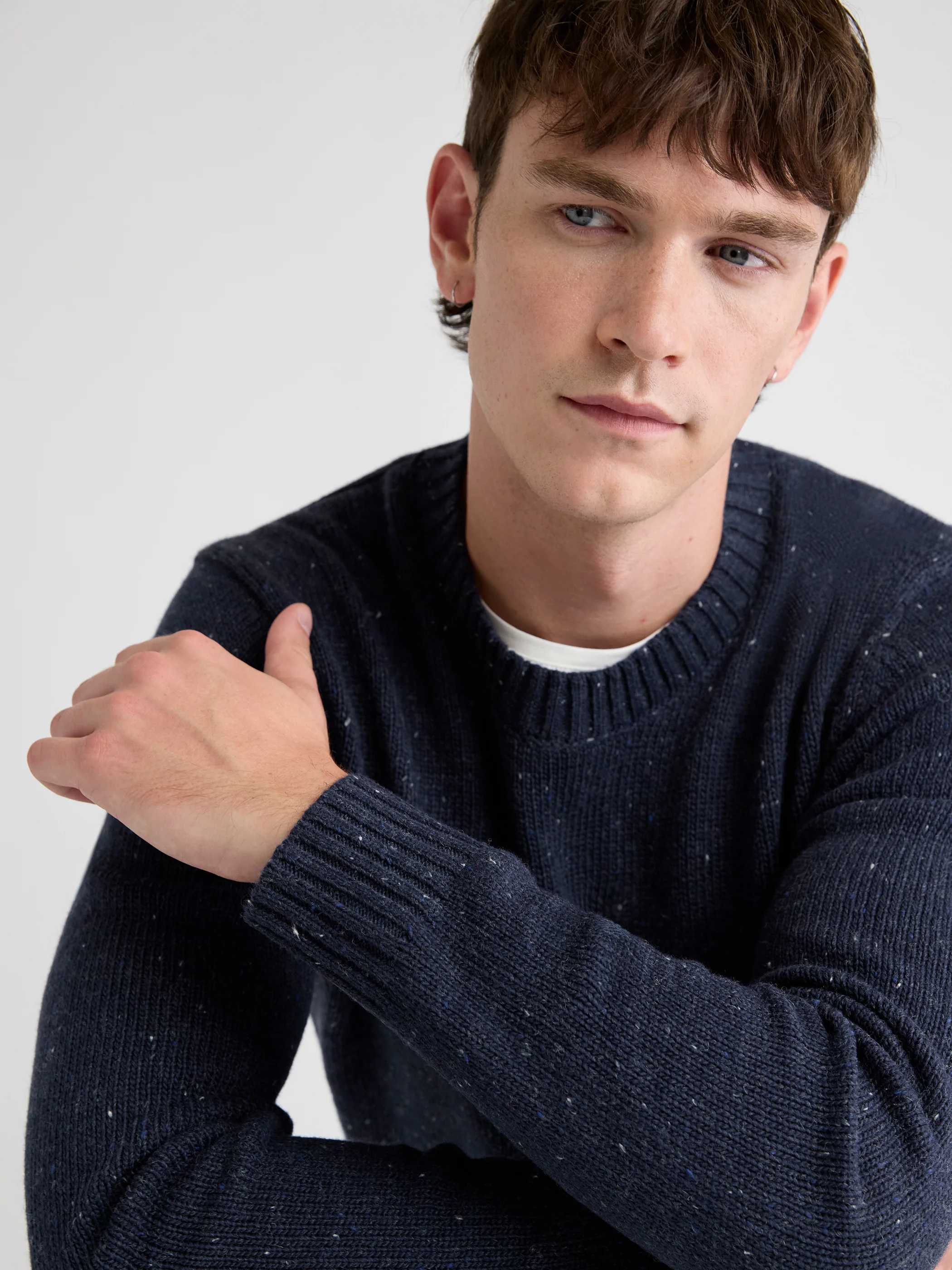 Long-Sleeve Crew-Neck Sweater with Neps - Image 11