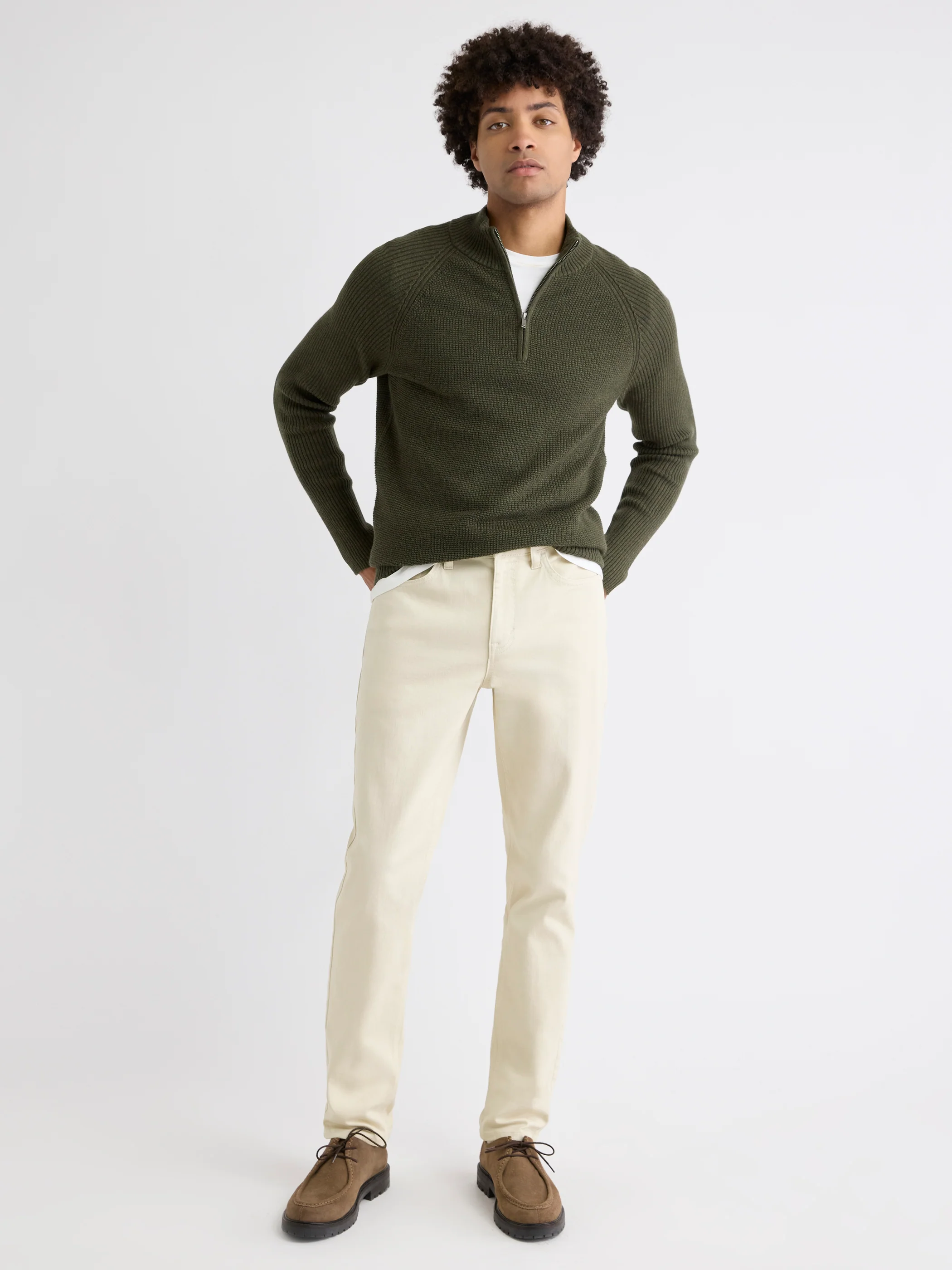 Long-Sleeve Quarter-Zip Mock-Neck Sweater - Image 14