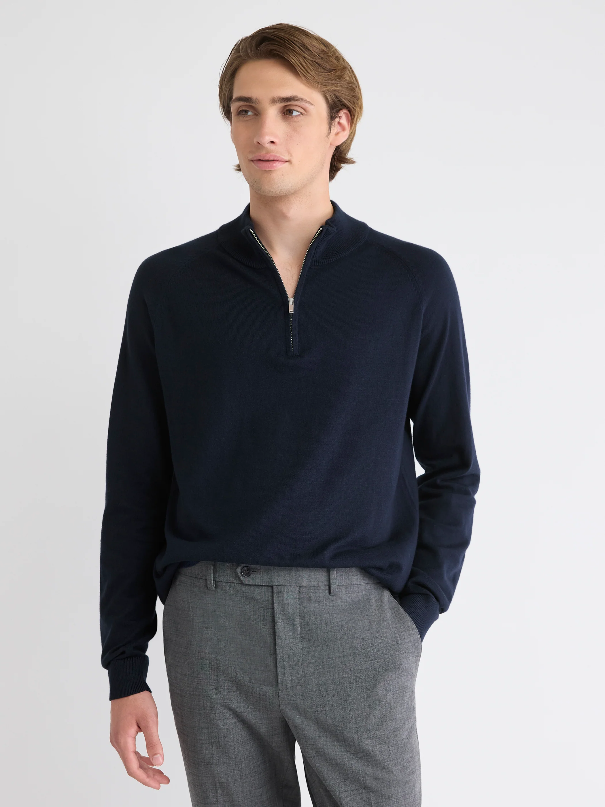 Long-Sleeve Quarter-Zip Mock-Neck Sweater - Image 16