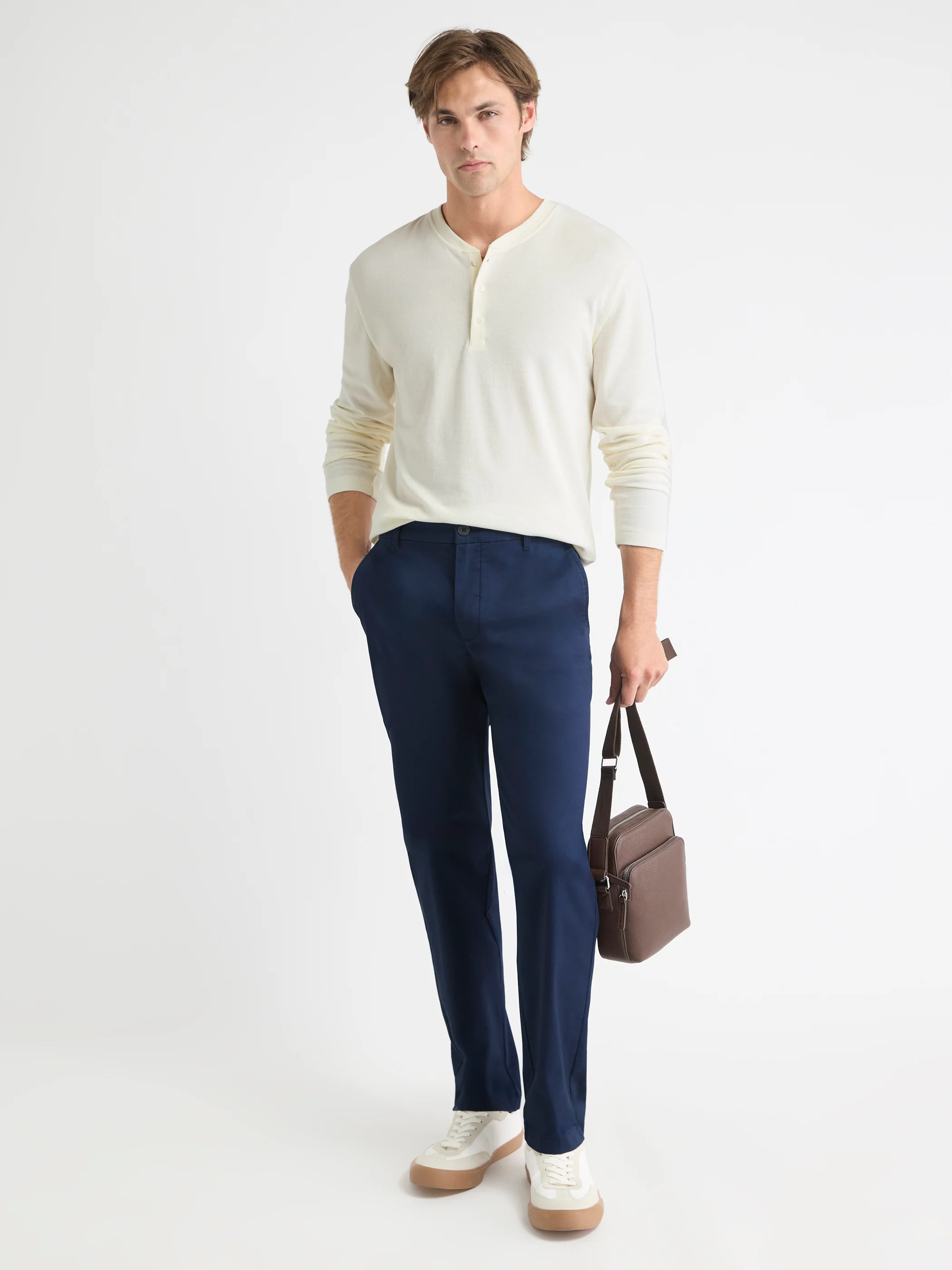 Long-Sleeve Henley Waffled Tee - Image 8