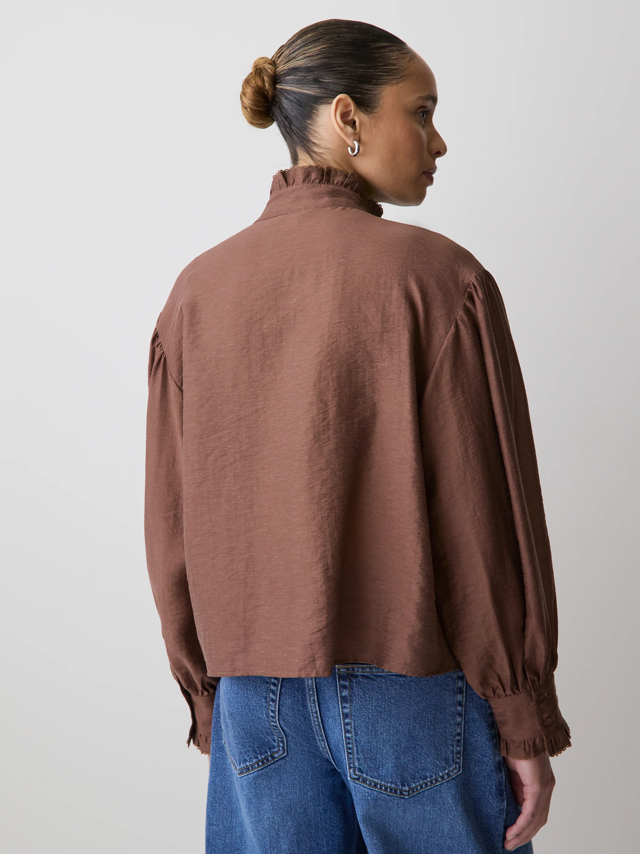 Long-Sleeve Crew-Neck Blouse with Ruffles - Image 15
