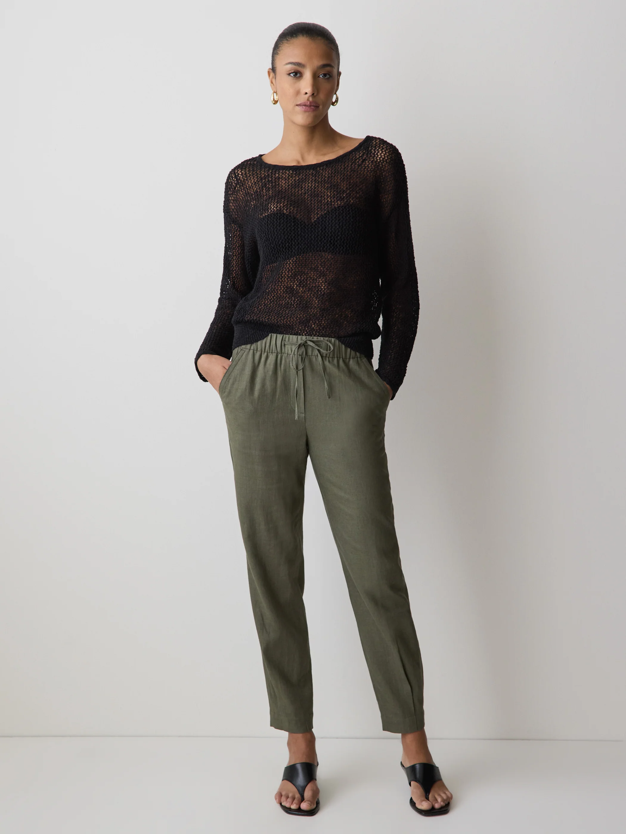 Long-Sleeve Crew-Neck Mesh Sweater - Image 2