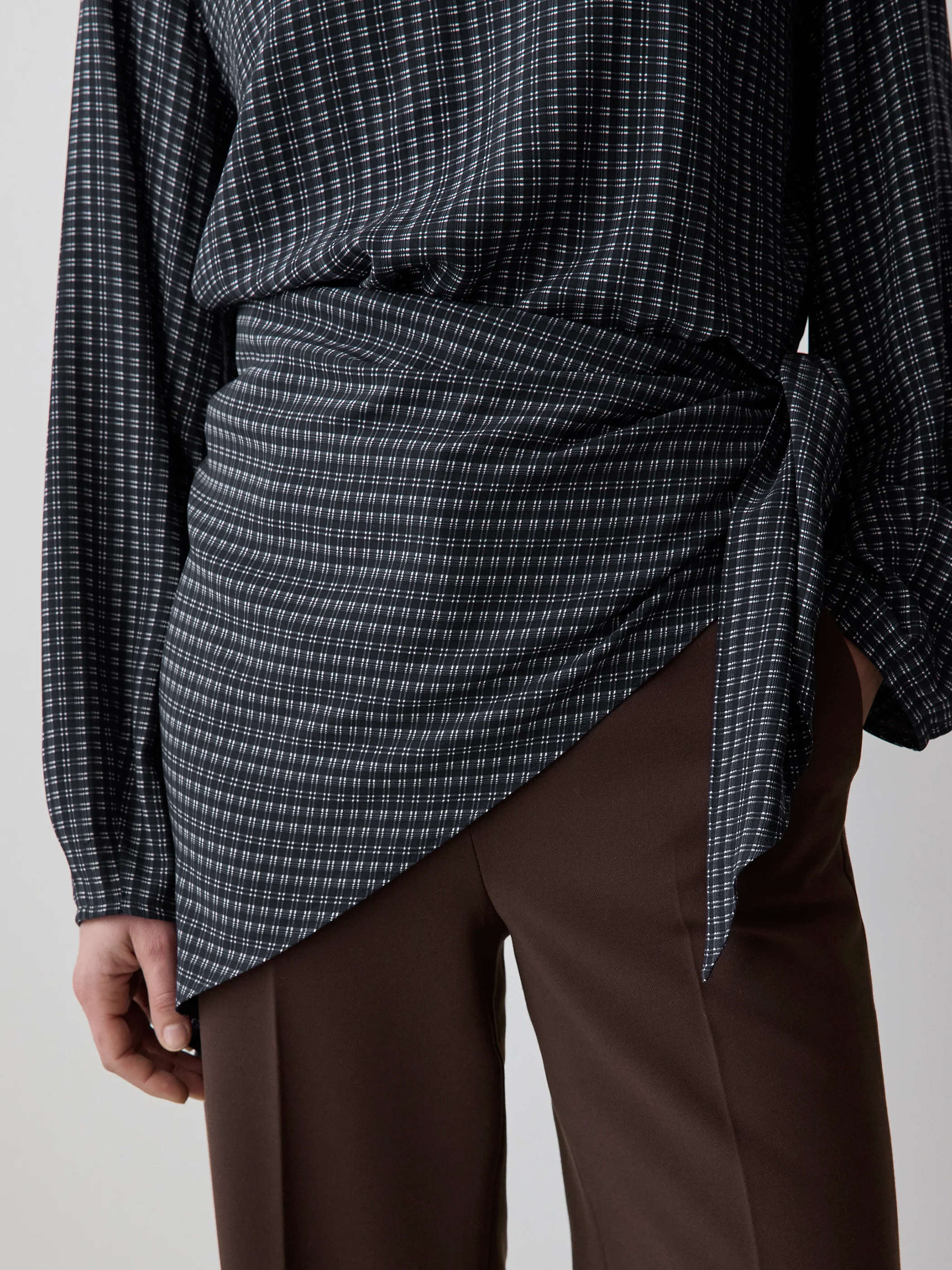 Long-Sleeve Popover Blouse with Scarf Neckline - Image 4