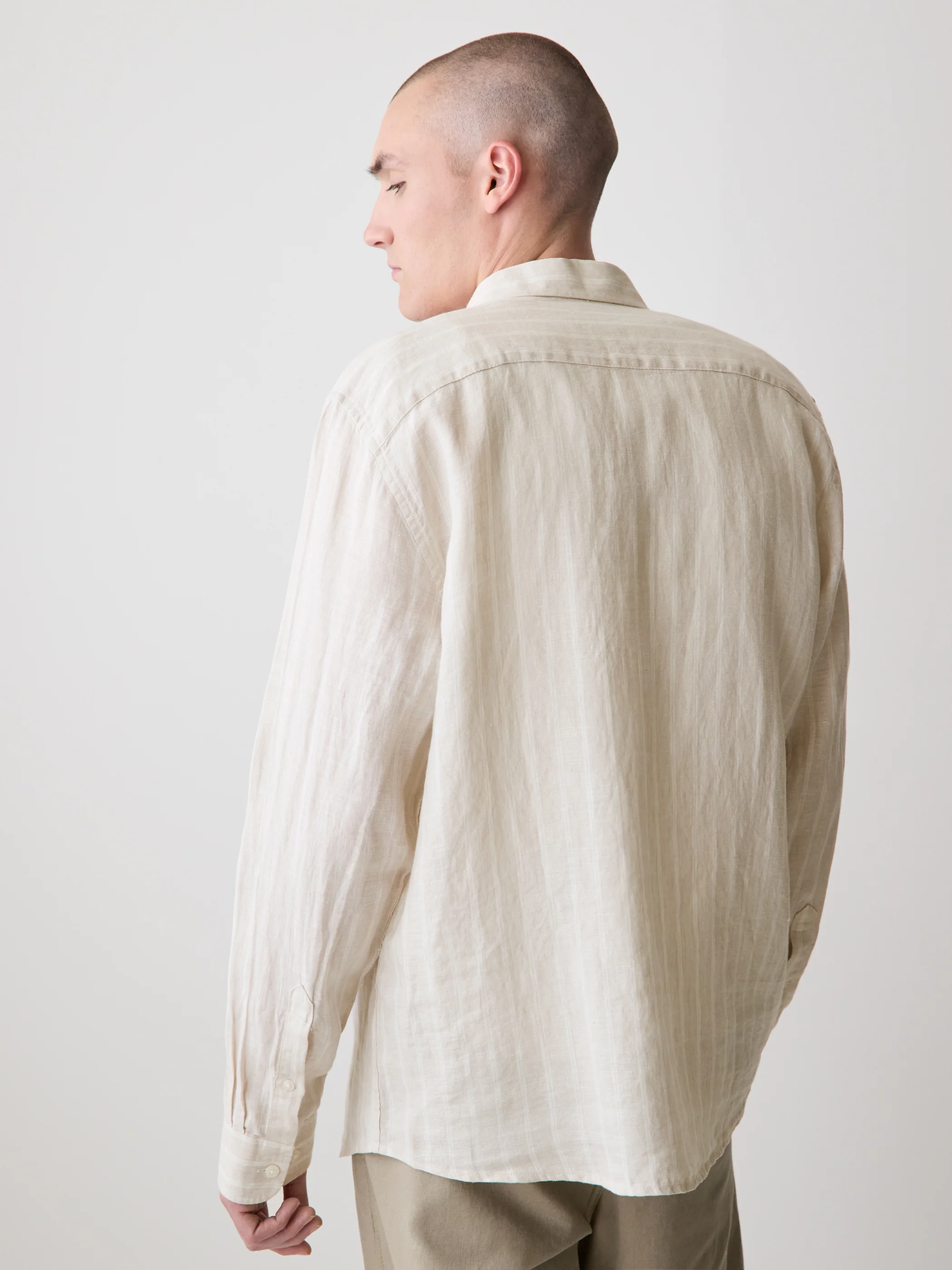 Striped Long-Sleeve Linen Shirt - Image 3
