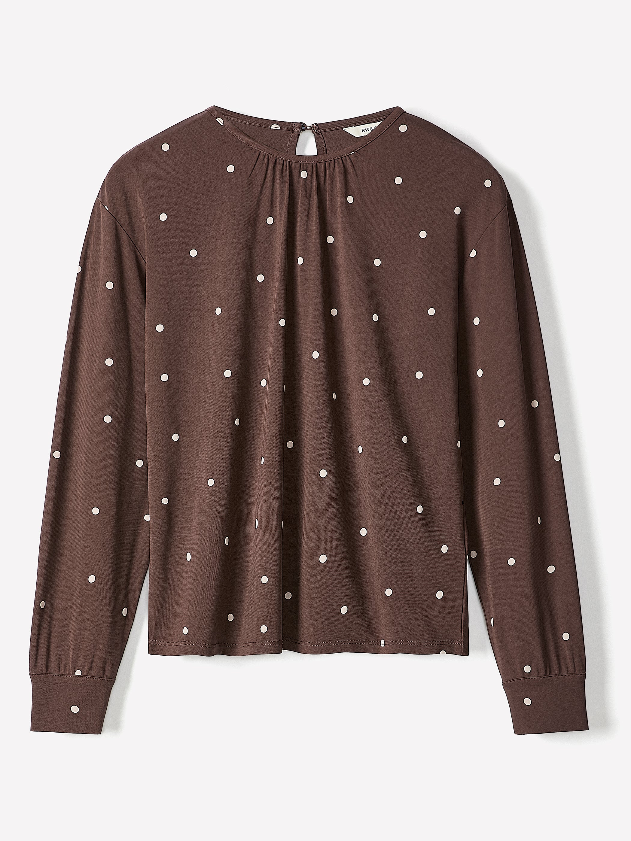 Long-Sleeve Top with Shirred Crew Neckline - Image 10