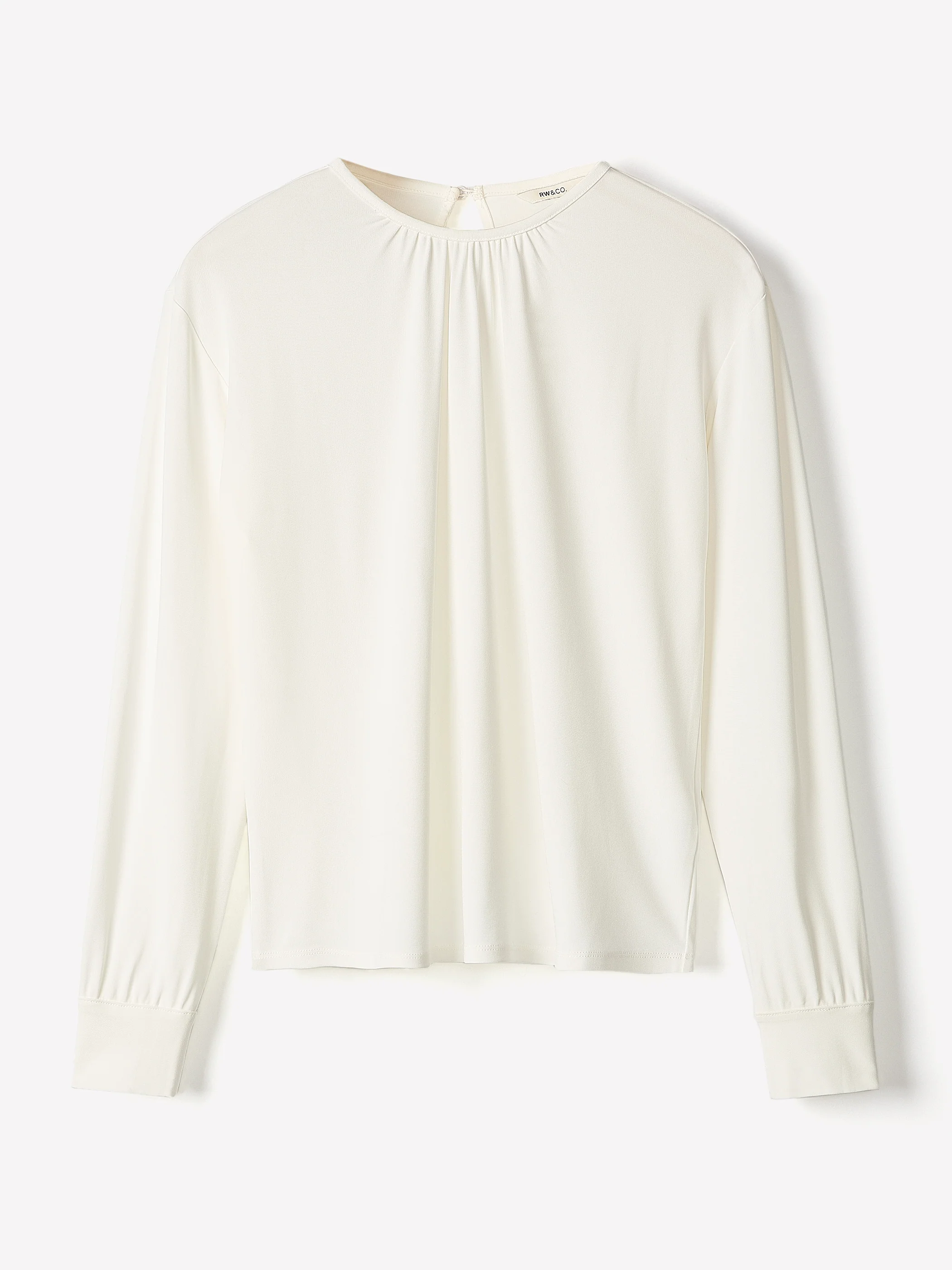 Long-Sleeve Top with Shirred Crew Neckline - Image 5