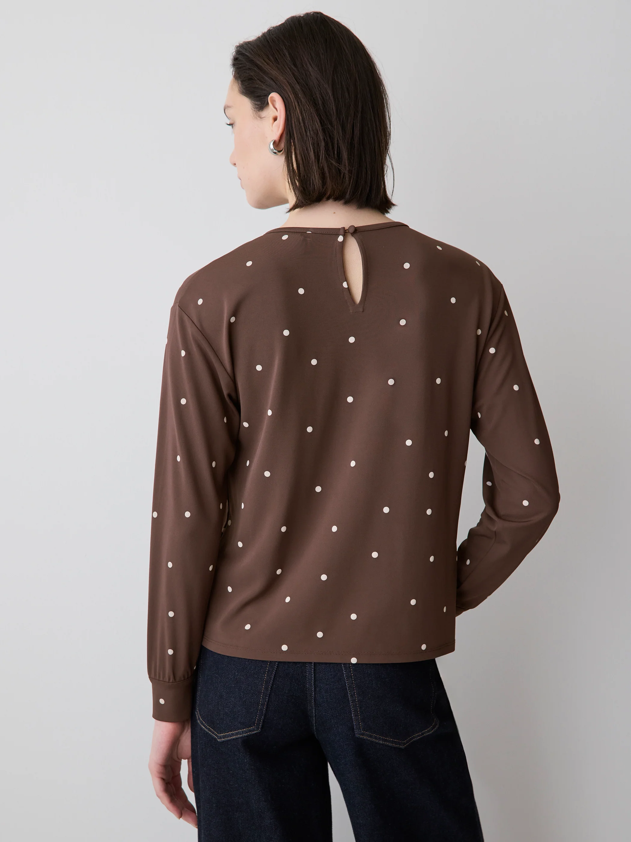 Long-Sleeve Top with Shirred Crew Neckline - Image 8