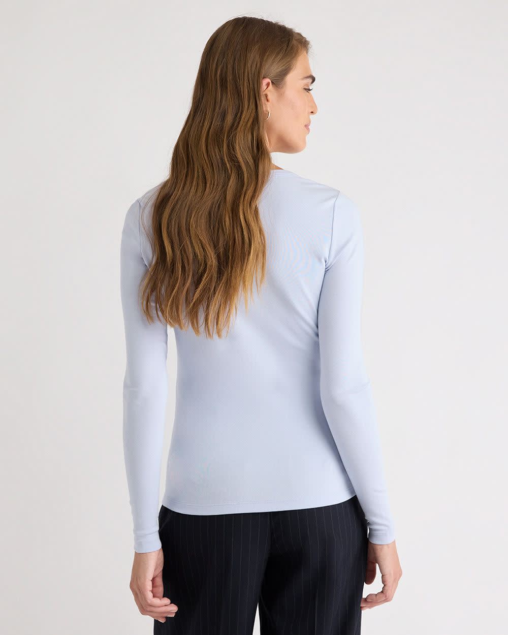 Luxe Knit Long-Sleeve Crew-Neck Fitted Ribbed Tee - Image 23