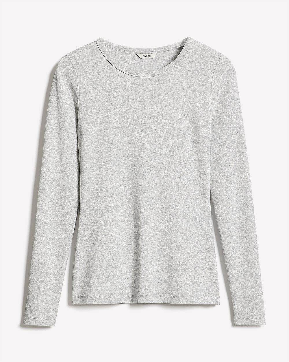 Luxe Knit Long-Sleeve Crew-Neck Fitted Ribbed Tee - Image 34