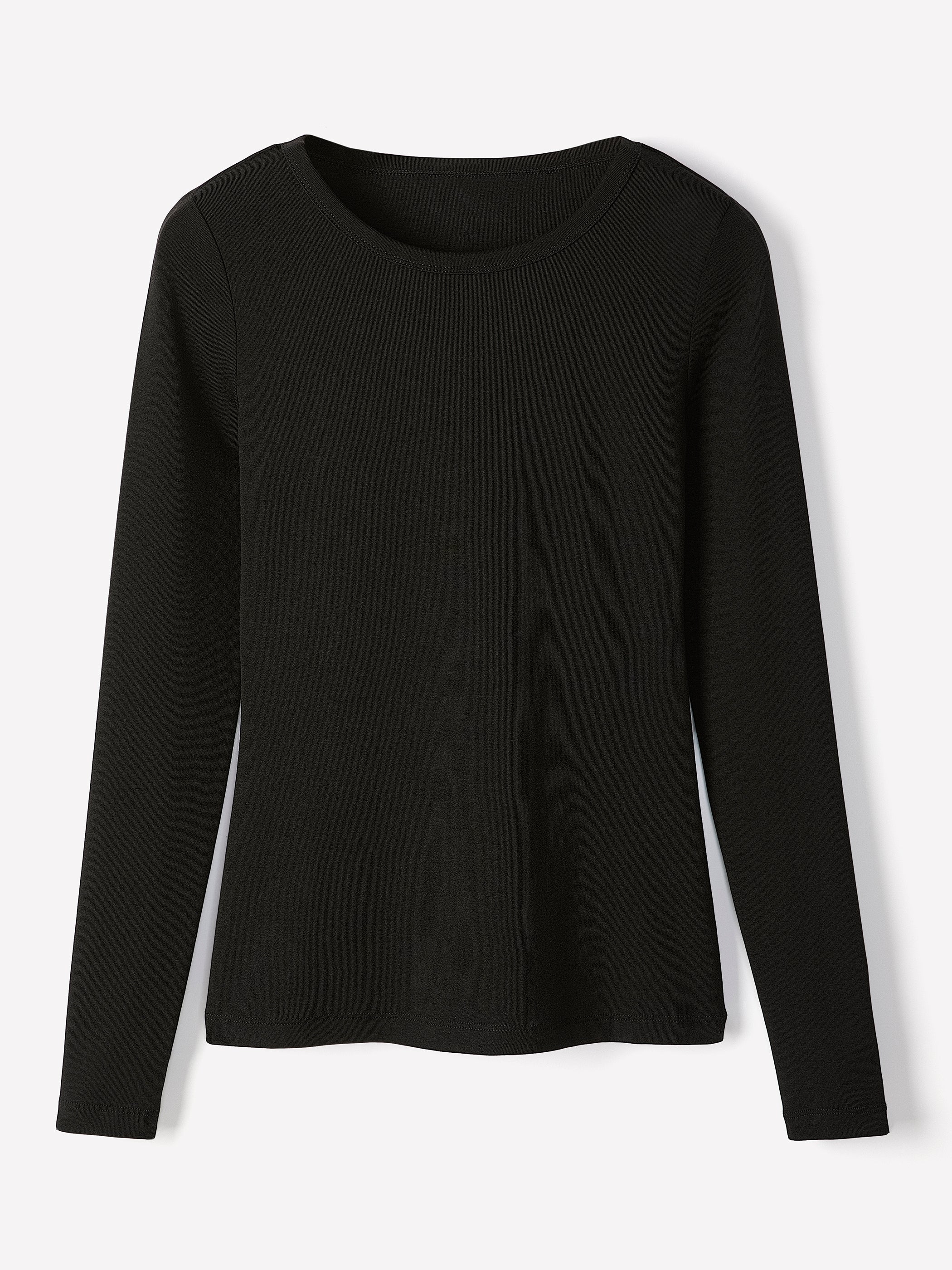 Luxe Knit Long-Sleeve Crew-Neck Fitted Ribbed Tee - Image 5