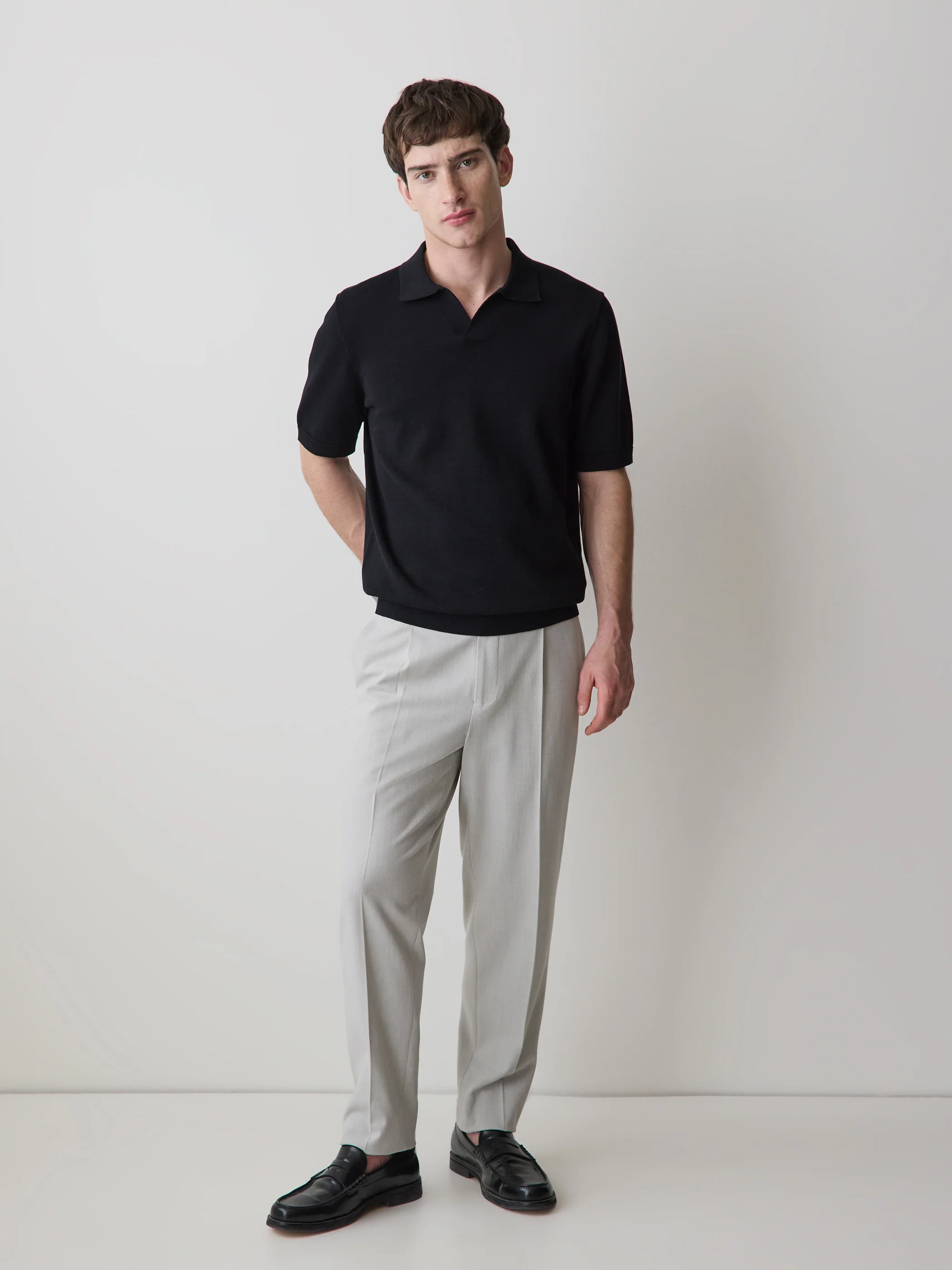 Cotton Short-Sleeve Polo with Johnny Collar - Image 2