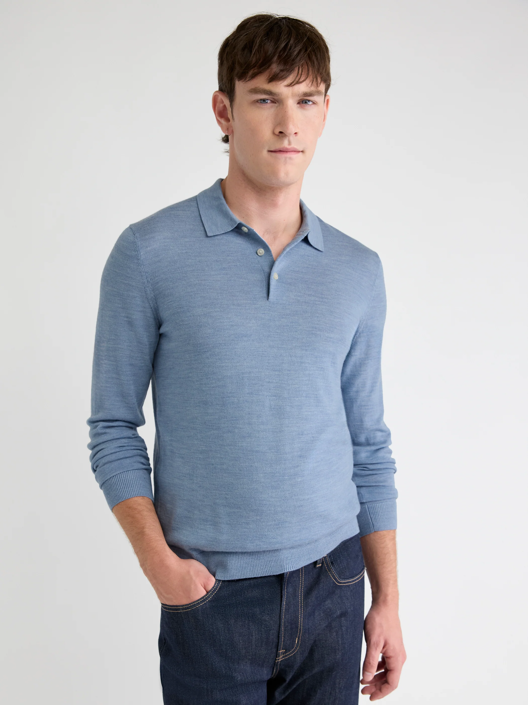 Merino Wool Polo Sweater - Image 25